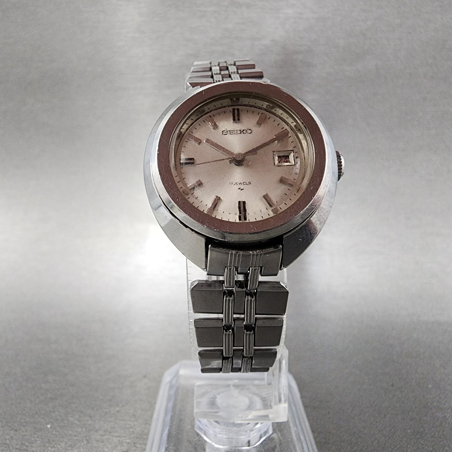 Seiko Watch Women 27mm Silver Dial Silver Tone Date Manual 2118-0400 Runs