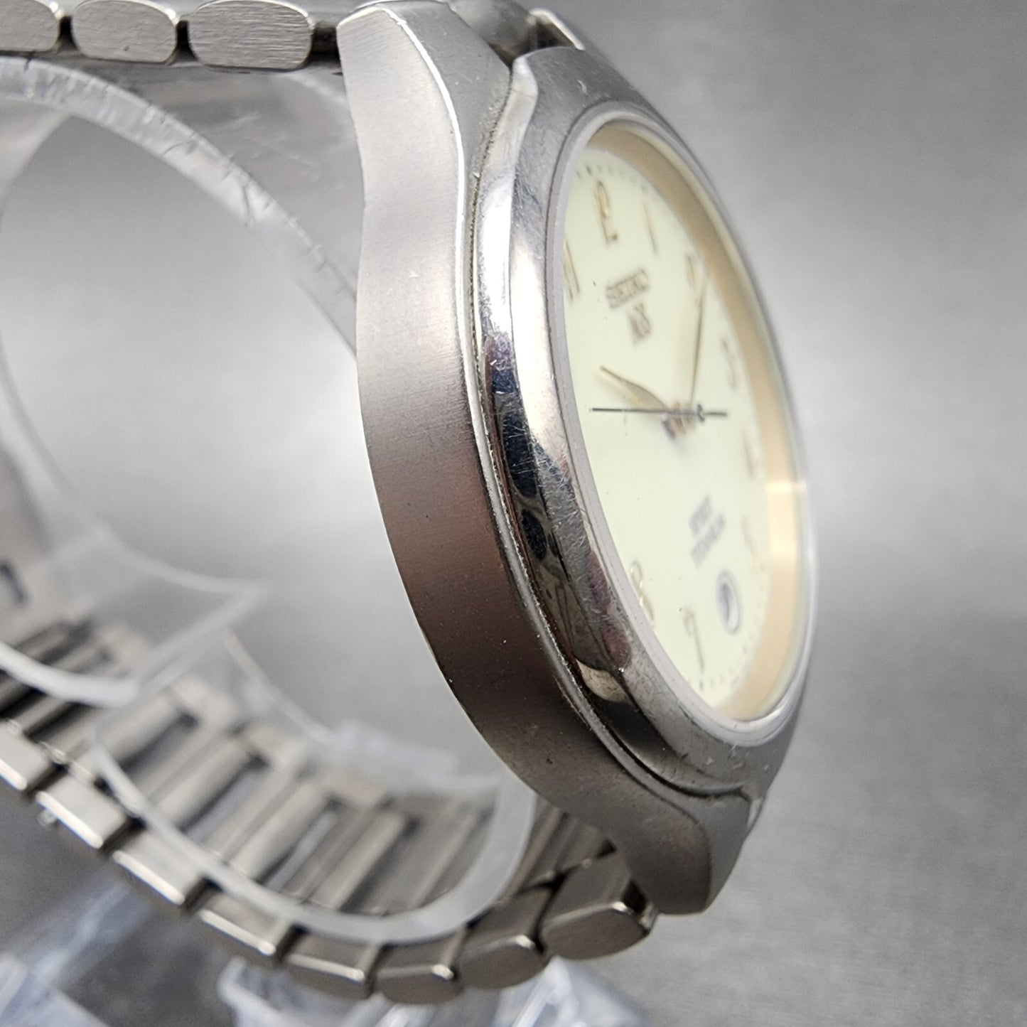Seiko Spirit AGS Watch Men 37mm Luminous Dial Titanium Date 5m22-7B80 PARTS