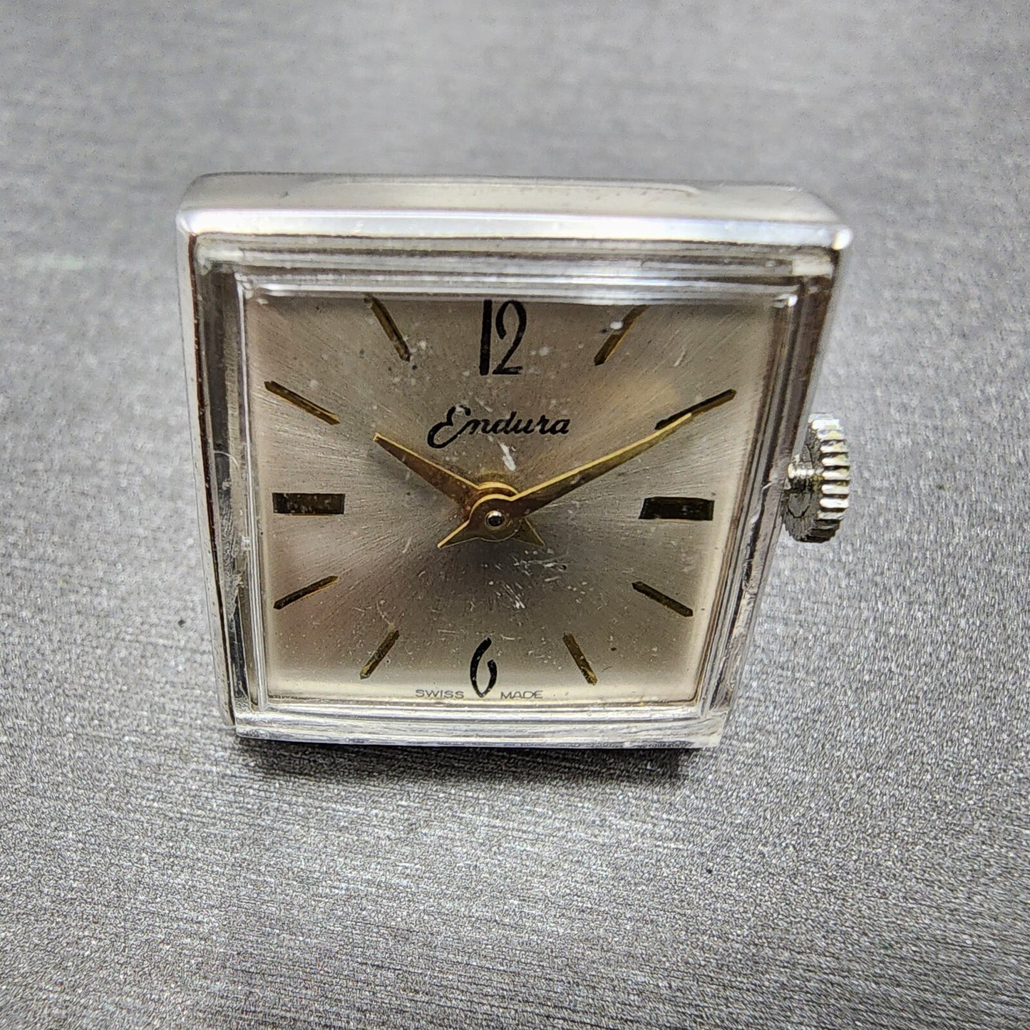 VTG Endura Cuff Link Watch Silver Tone White Dial Manual Wind PARTS