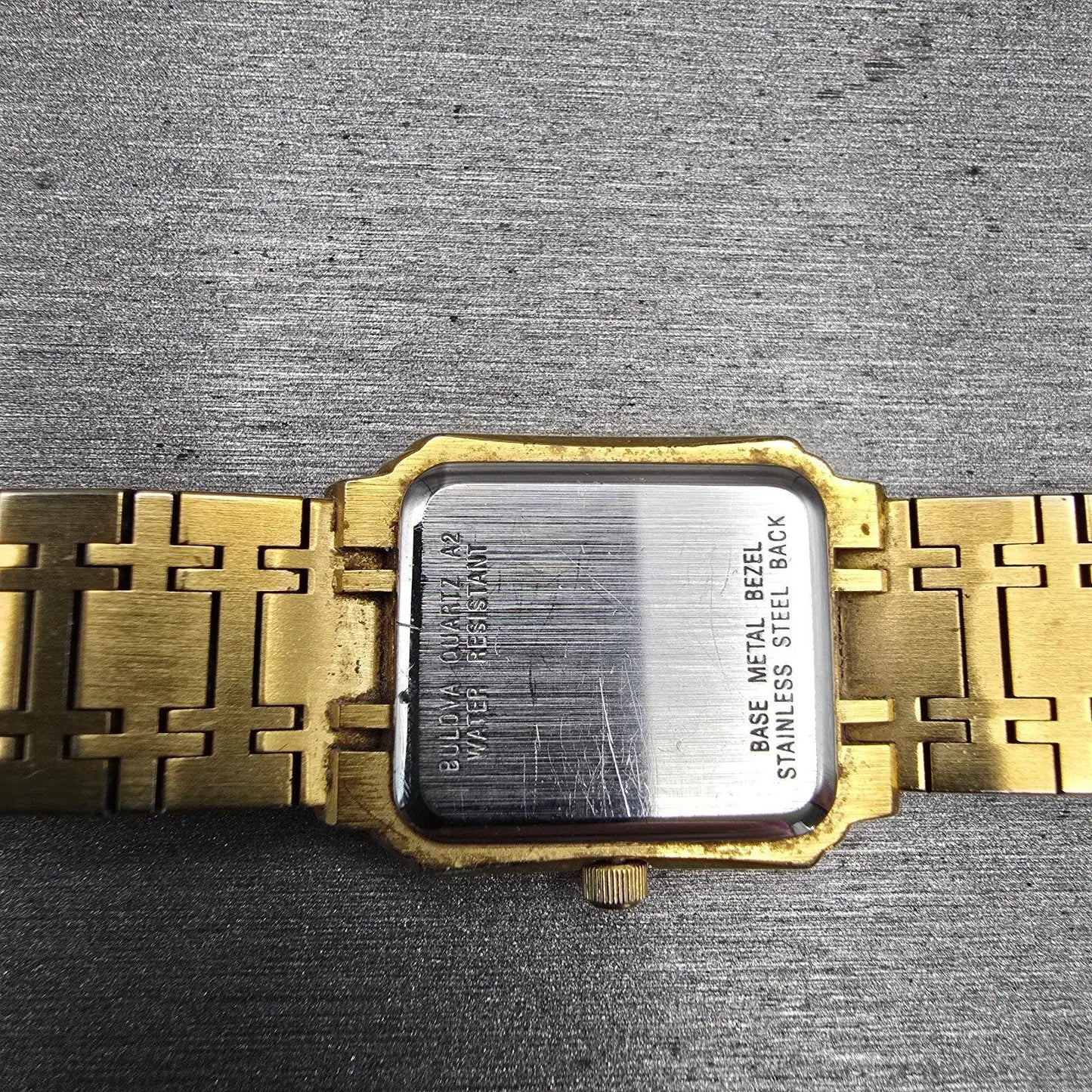 Bulova Watch Women 20mm Gold Dial Gold Tone Rectangle Vintage New Battery 97L4410