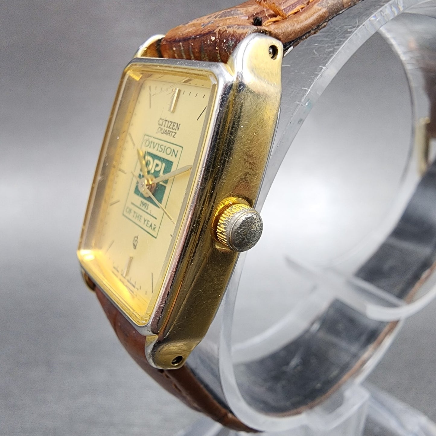 Citizen CQ Tank Watch Women 19mm Champagne Dial Gold Tone Rectangle New Battery