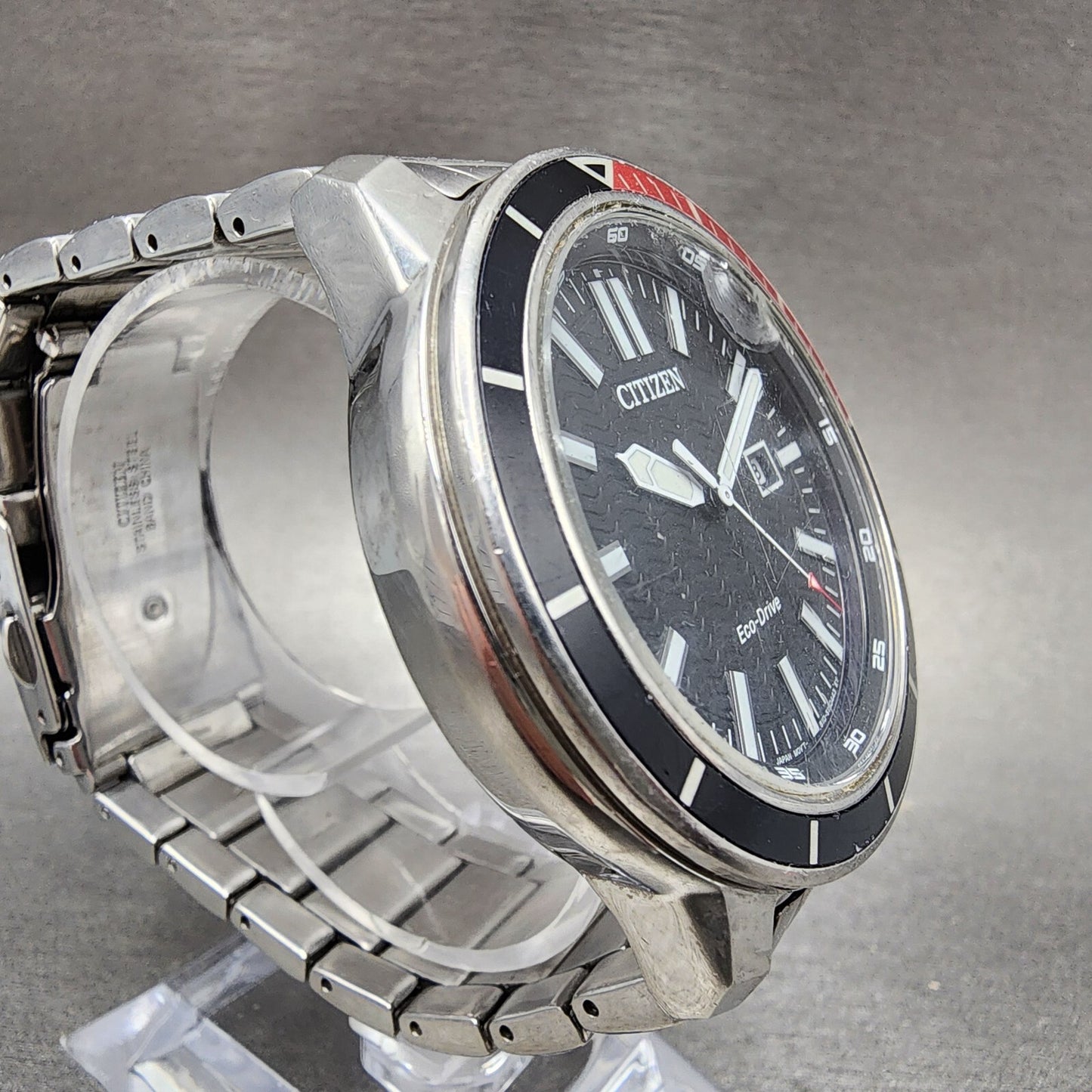 Citizen Eco-drive Dive Watch Men 46mm Black Dial Steel Date Works AW1528-75E