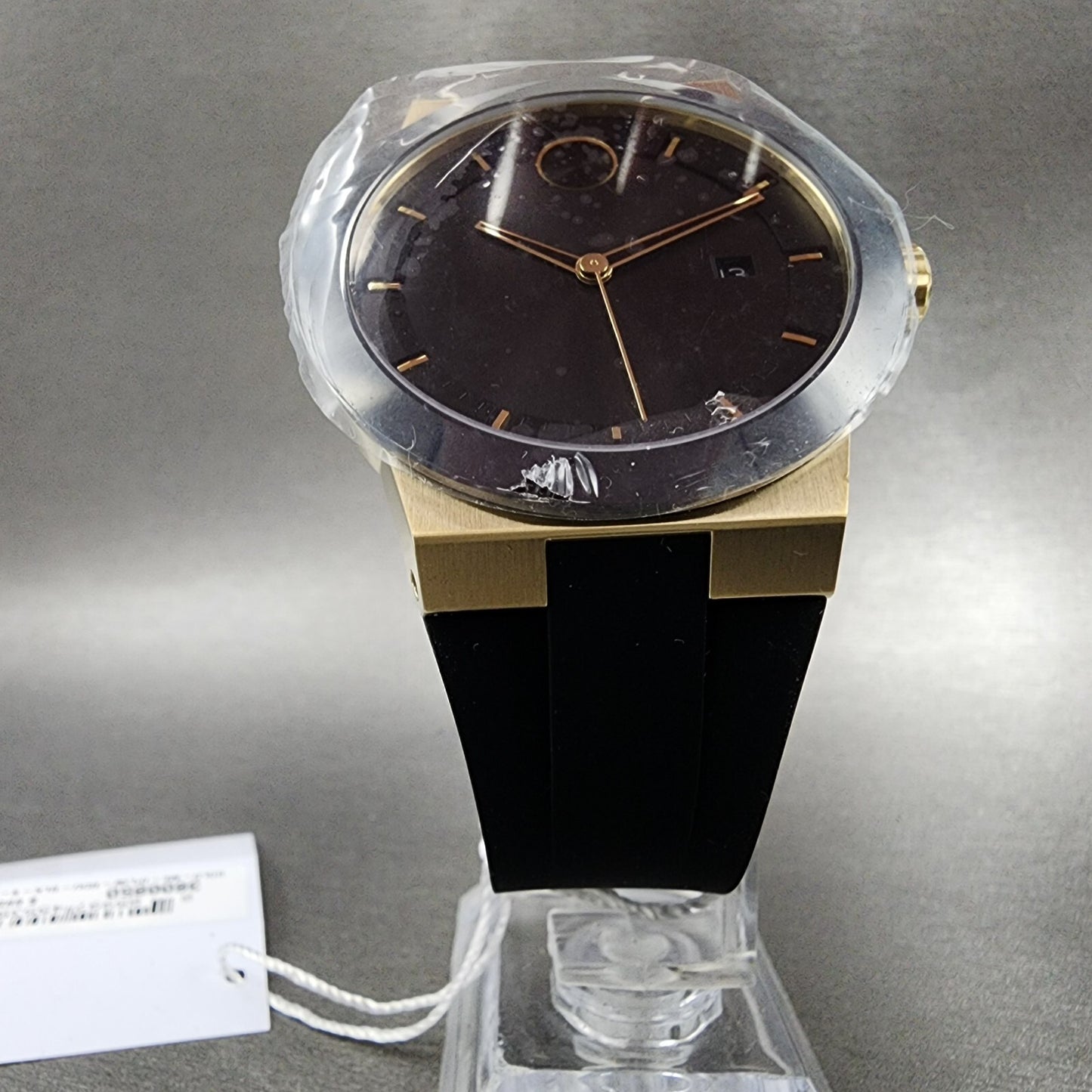 Movado Bold Fusion Watch Men 42mm Black Dial Gold Tone Date Resin Band 3600850