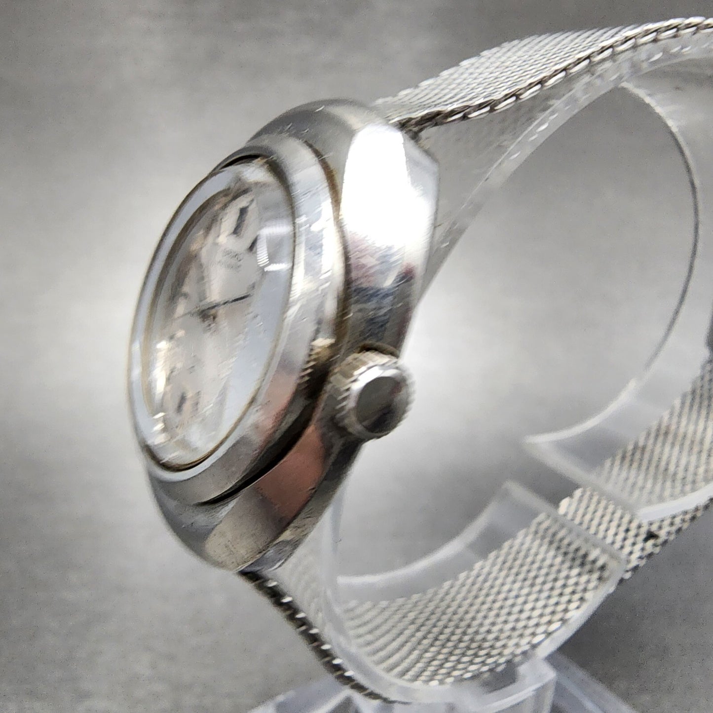 Seiko Automatic Watch Women 28mm Silver Dial Silver Tone Date 2205-0030 Runs