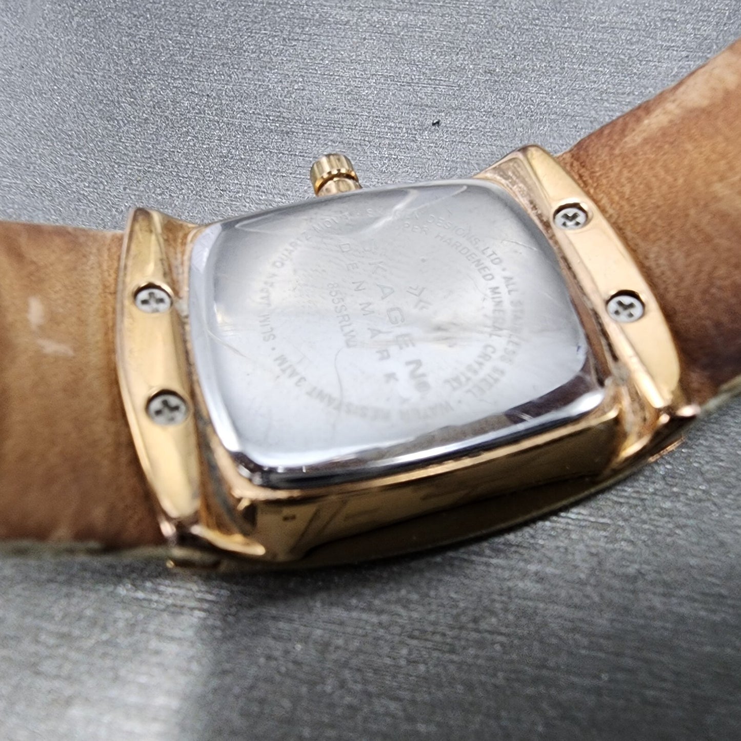 Skagen Tank Watch Women 24mm MOP White Rose Gold Tone Rectangle New Battery