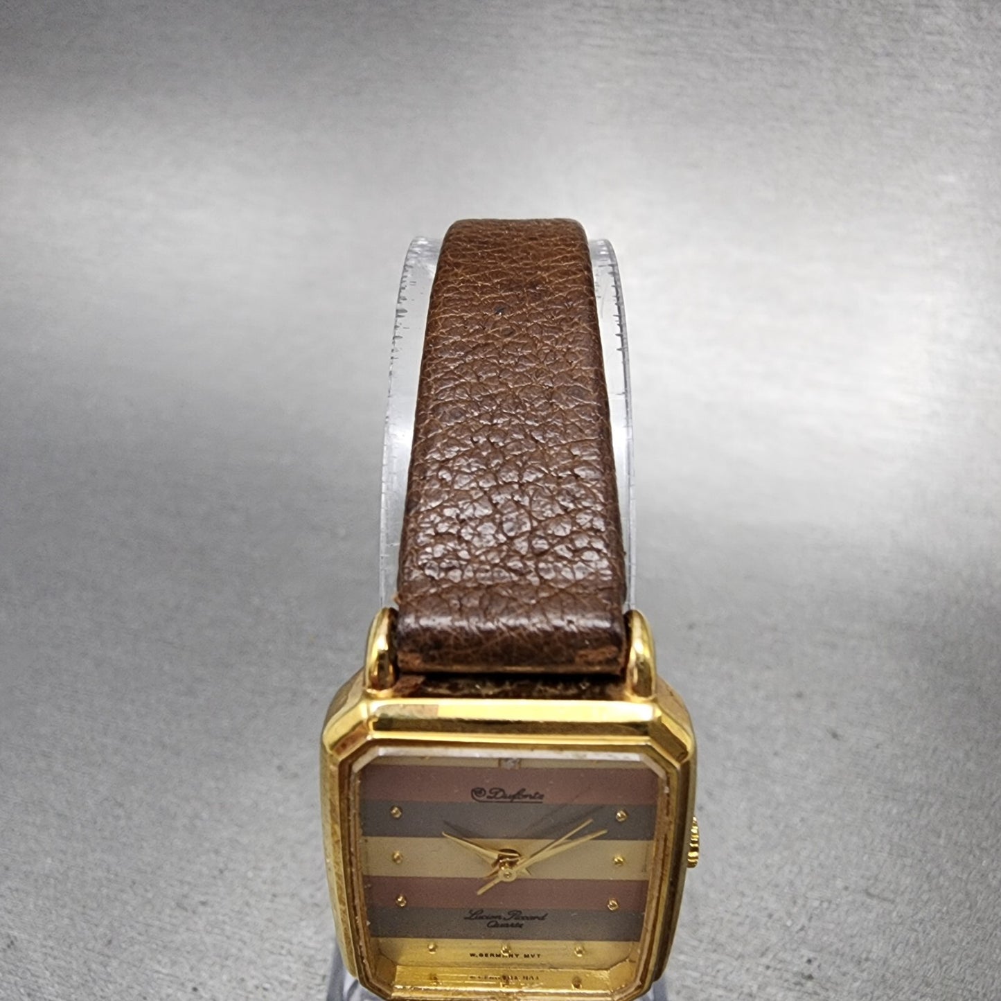 Lucien Piccard Dufonte Tank Watch Women 21mm Gold Dial Gold Tone Rectangle Runs