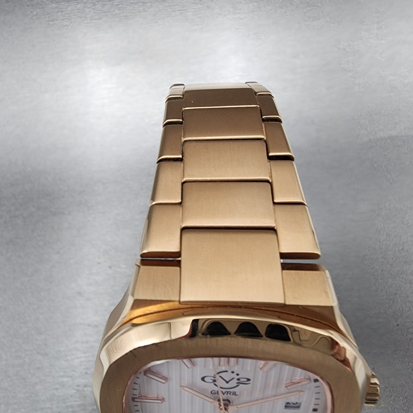 Gevril GV2 Potente Watch Men 39mm White Dial Rose Gold Tone Date Automatic 18102