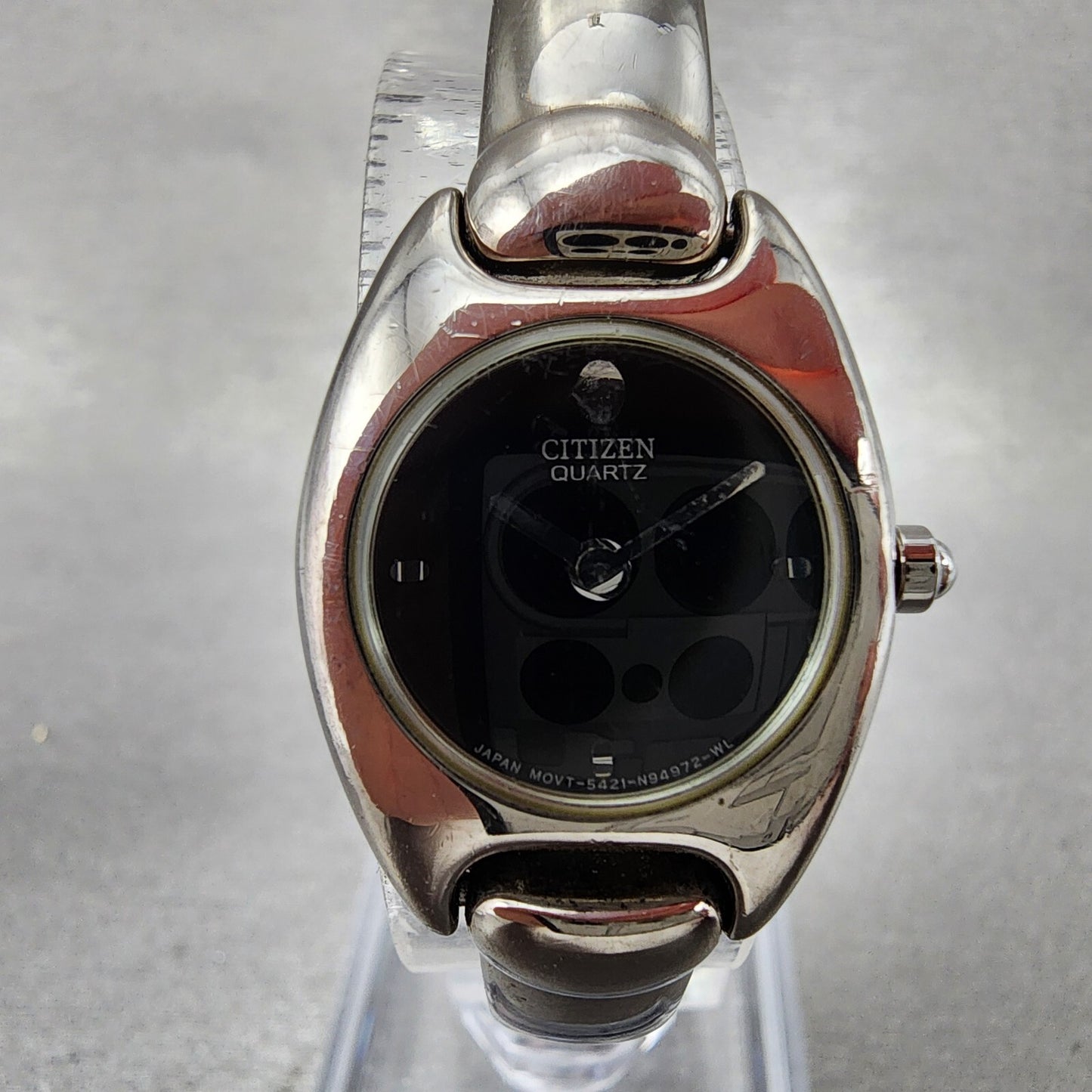 Citizen Watch Women 20mm Black Dial Silver Tone Round 5421-S76434 New Battery
