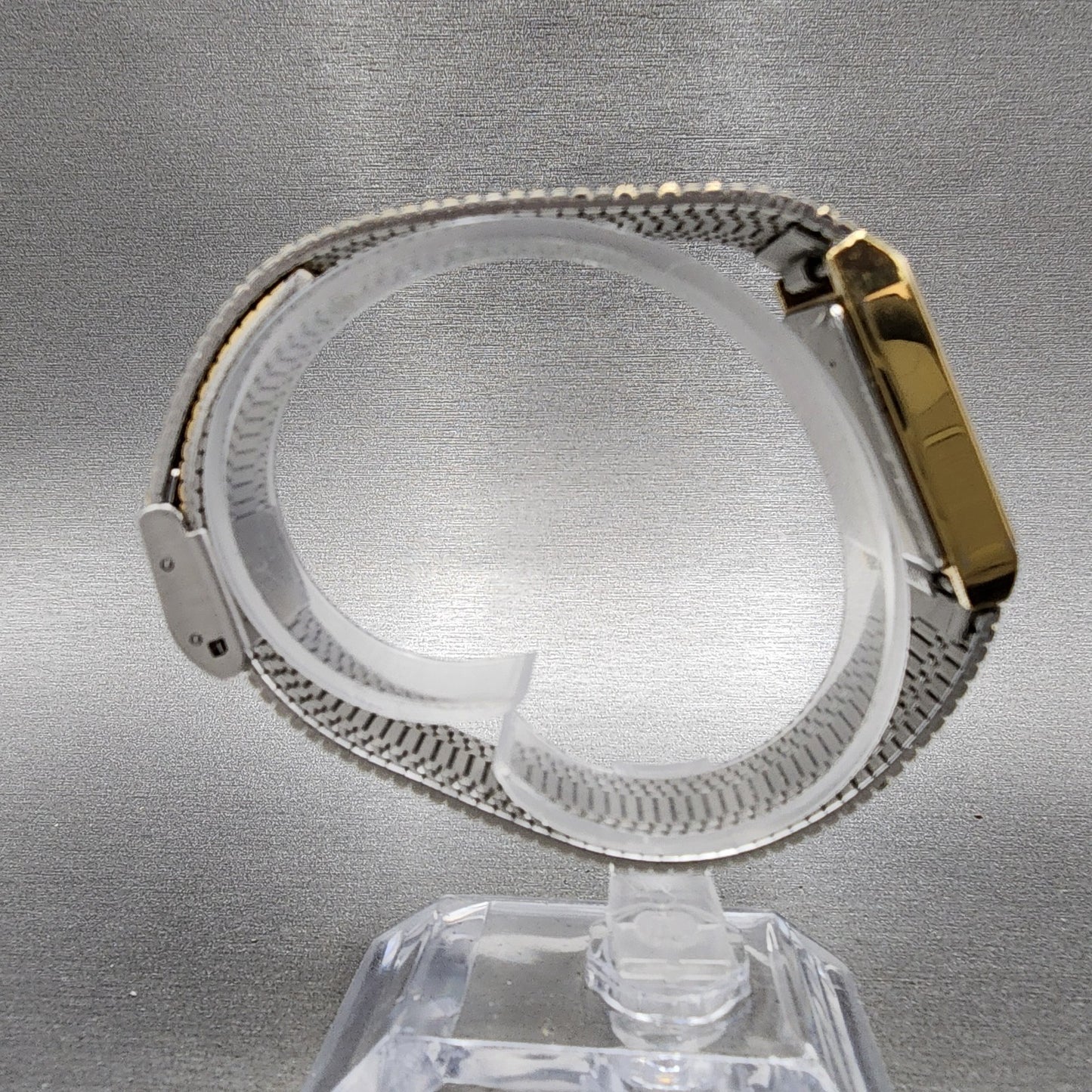 Seiko Tank Watch Men 23mm Champagne Dial Gold Tone 5y91-5049 New Battery