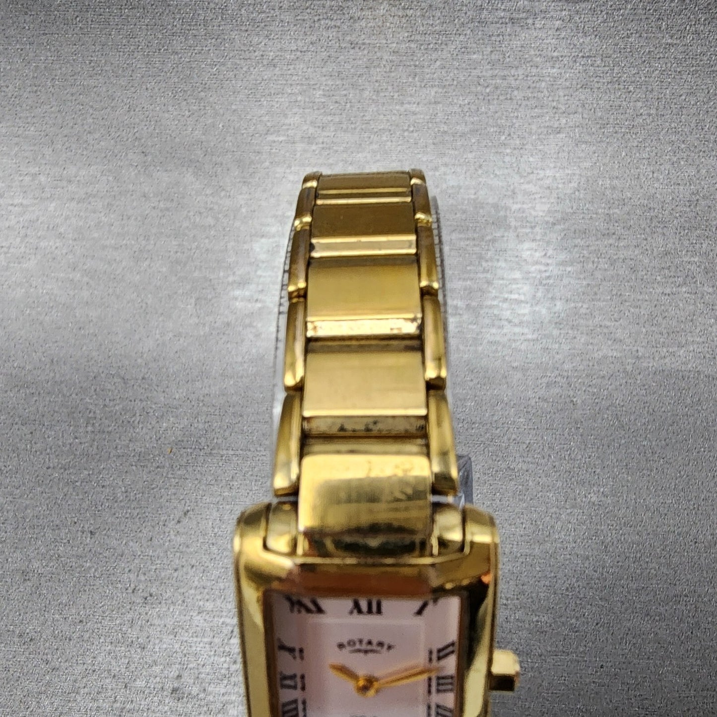 Rotary Elite Tank Watch Women 20mm White Dial Gold Tone Rectangle New Battery
