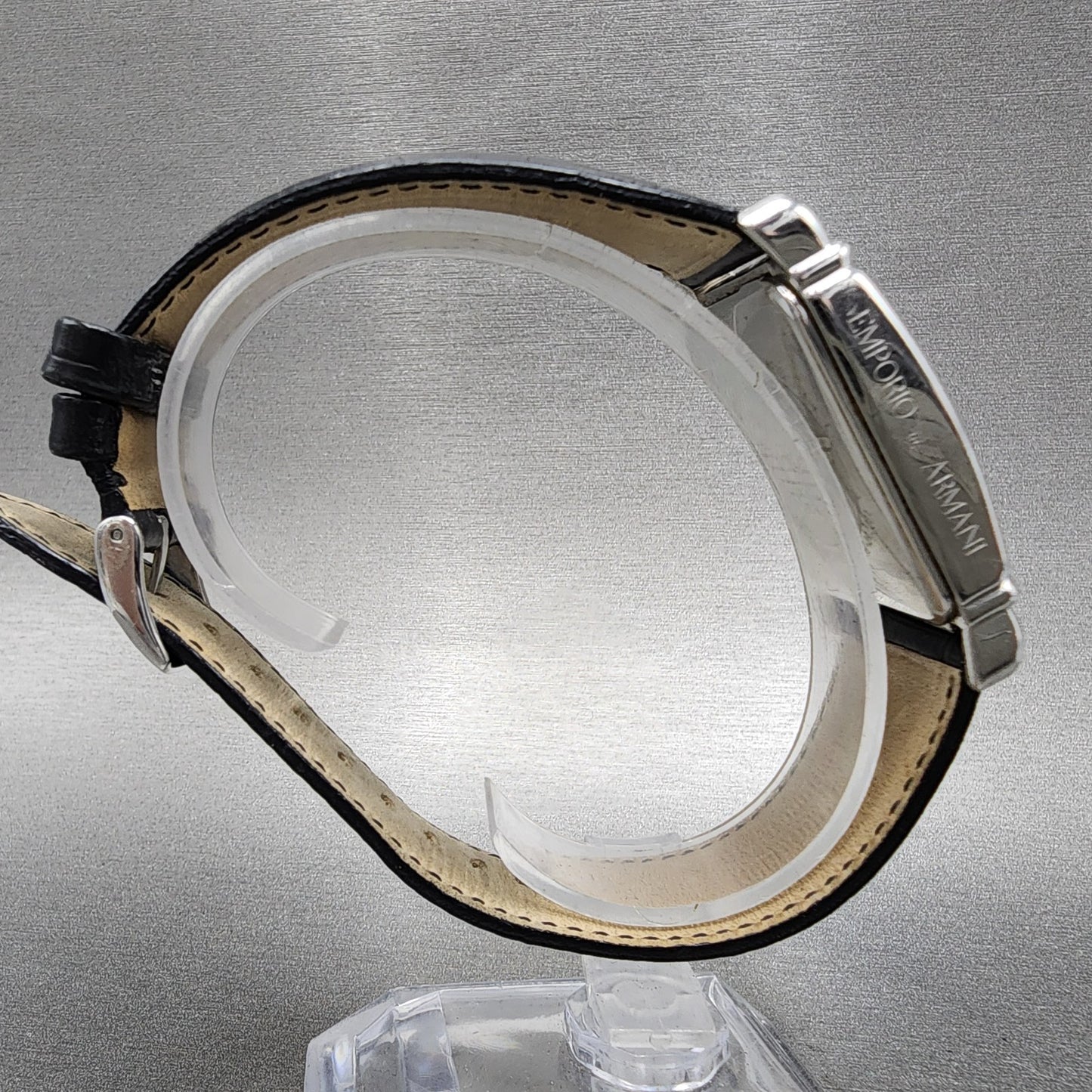 Emporio Armani Tank Watch Men 29mm Silver Dial Steel Rectangle AR-0231 New Batt