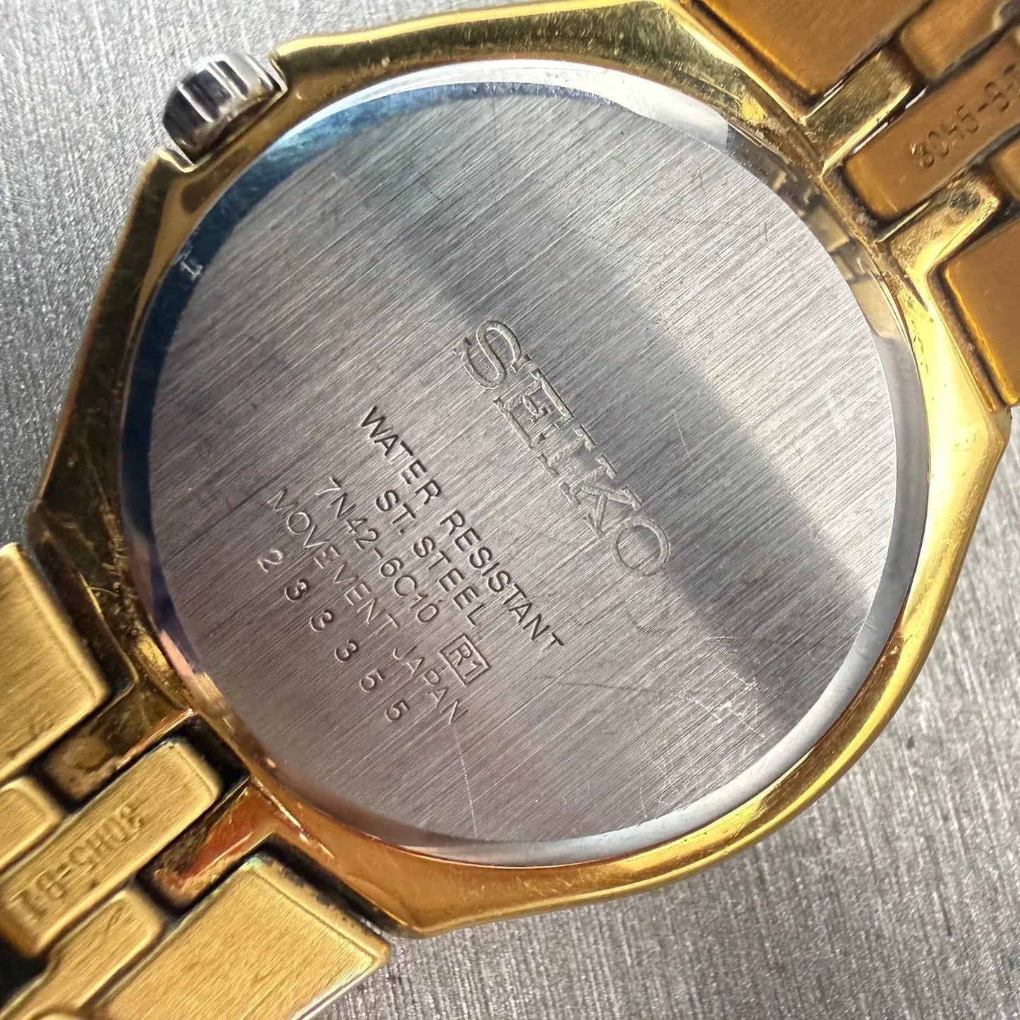 Seiko Watch Men 36mm Ivory Dial Gold Tone Date Round 7N42-6C10 New Battery VTG10