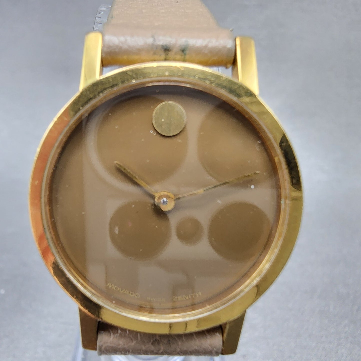 VTG Movado Muesum Watch Women 25mm brown Dial Gold Plated Manual Wind Runs