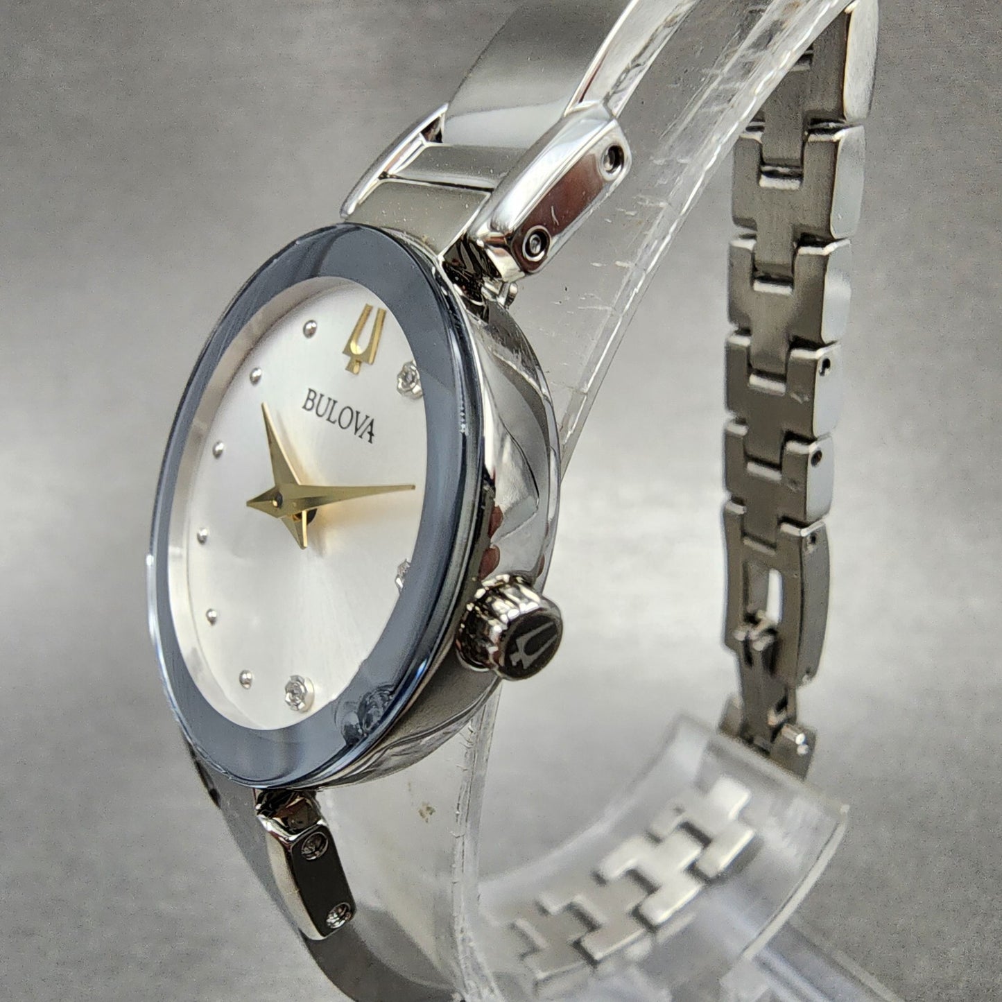 Bulova Marc Anthony Watch Women 26mm White Dial Silver Tone Diamond Accents B123