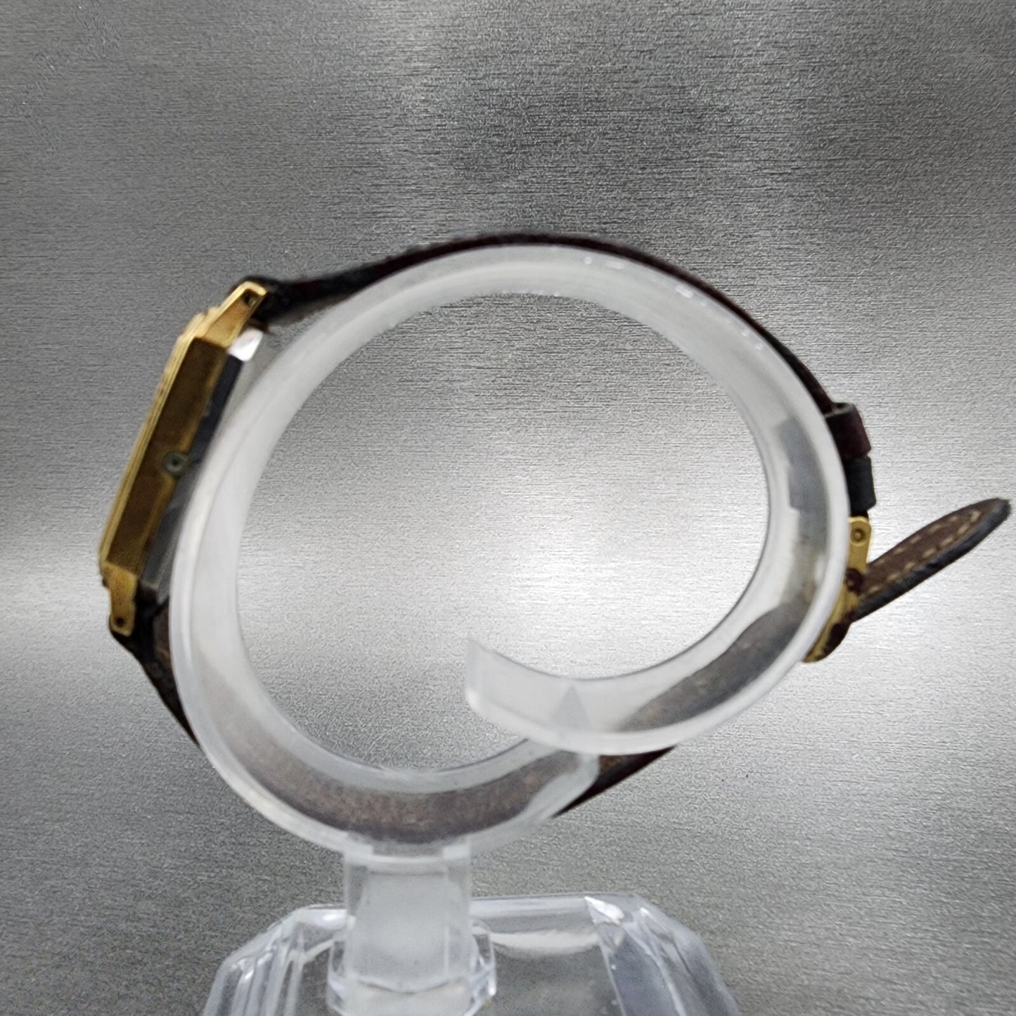 Tissot Tank Watch Women 14mm Brown Dial Gold Tone Octagon New Battery