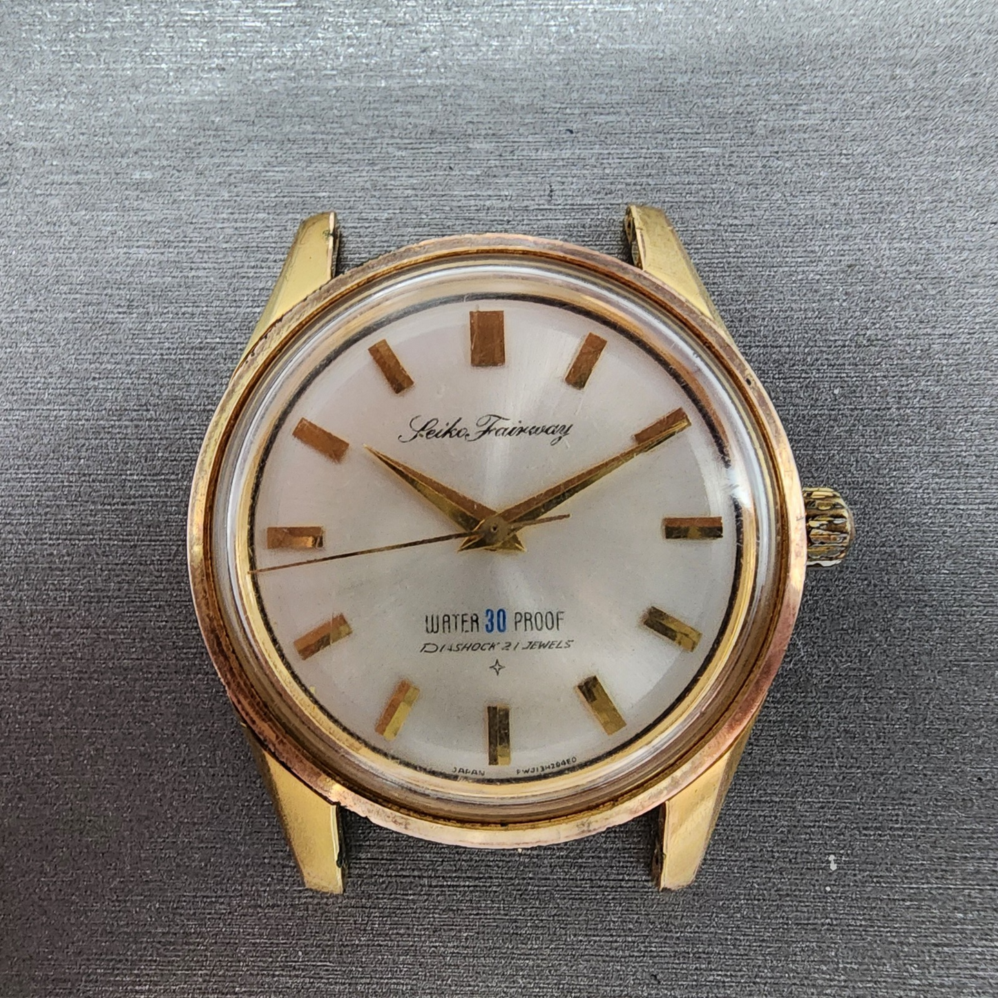 Seiko Fairway Watch Men 36mm Silver Dial Gold Tone Manual Runs
