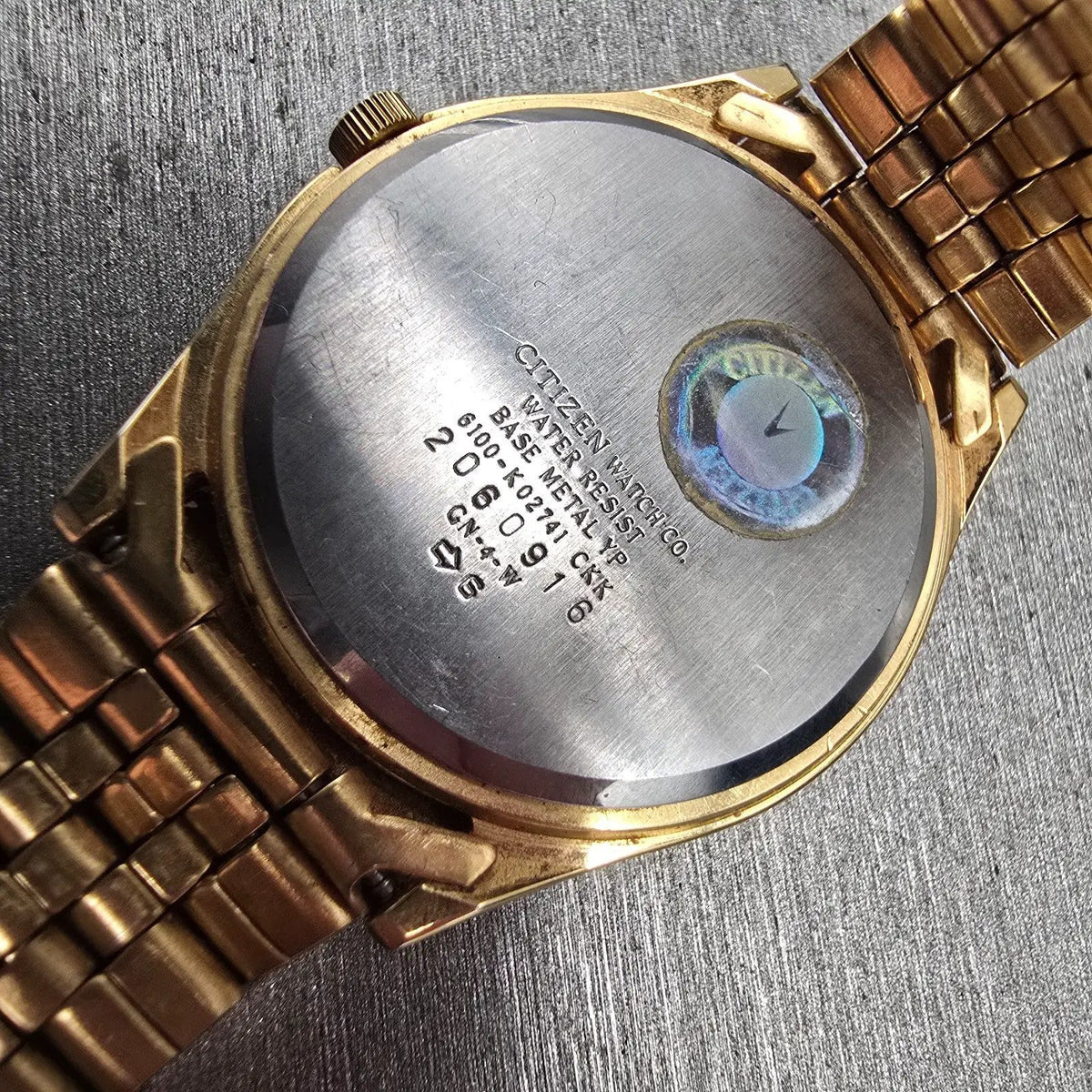 Citizen CQ Watch Men 35mm Gold Dial Gold Tone Daydate Round 6100-K02741 New Batt10