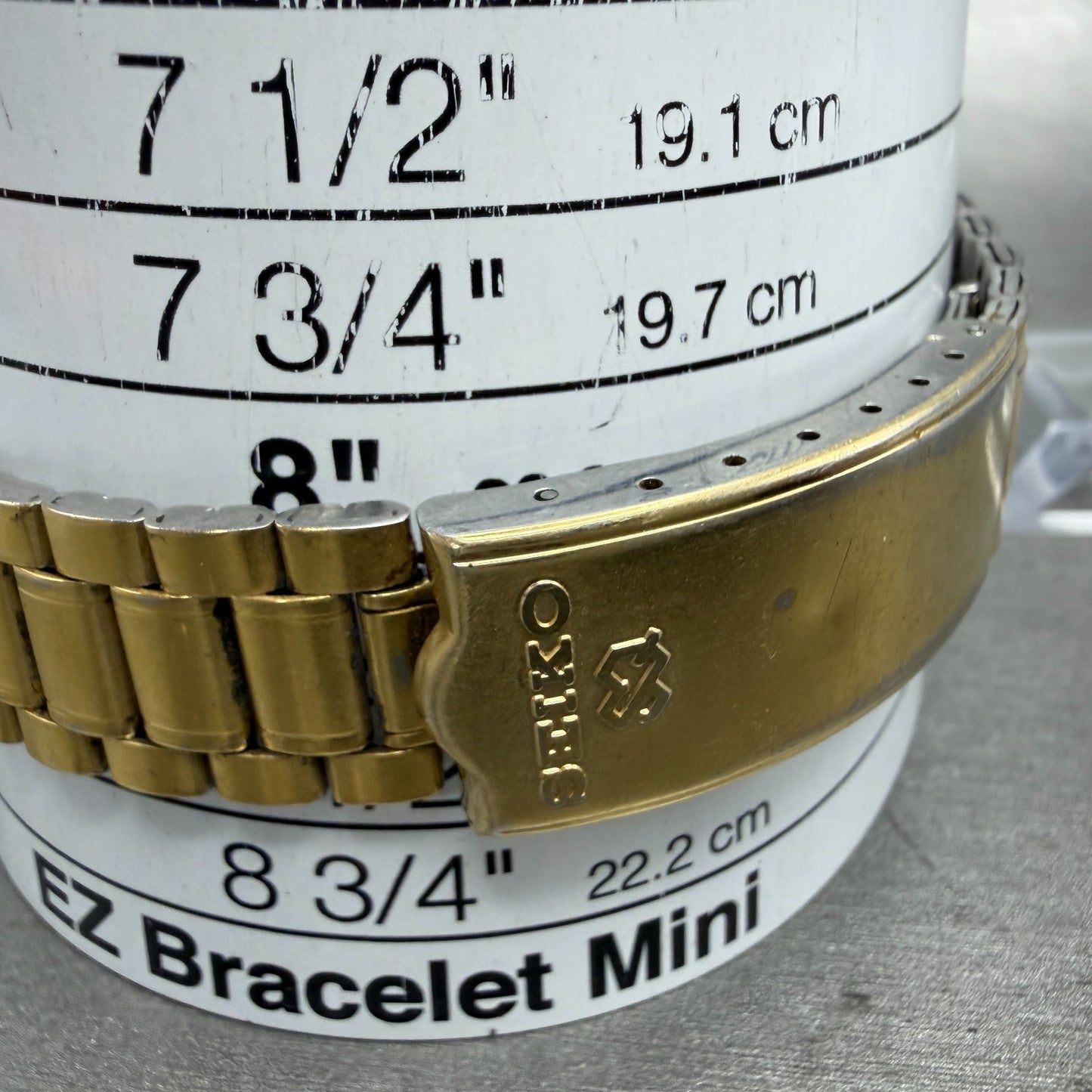 Seiko Alarm Watch Men 34mm Gold Dial Gold Tone Daydate Round 5C23-8009 New Batt210