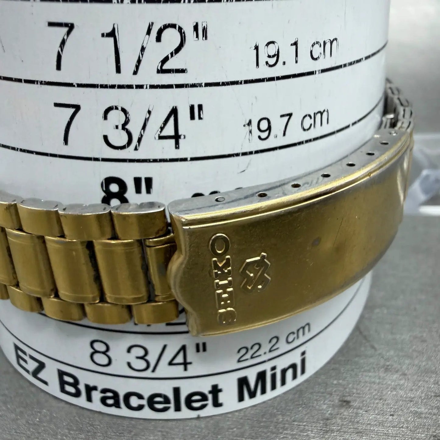Seiko Alarm Watch Men 34mm Gold Dial Gold Tone Daydate Round 5C23-8009 New Batt210