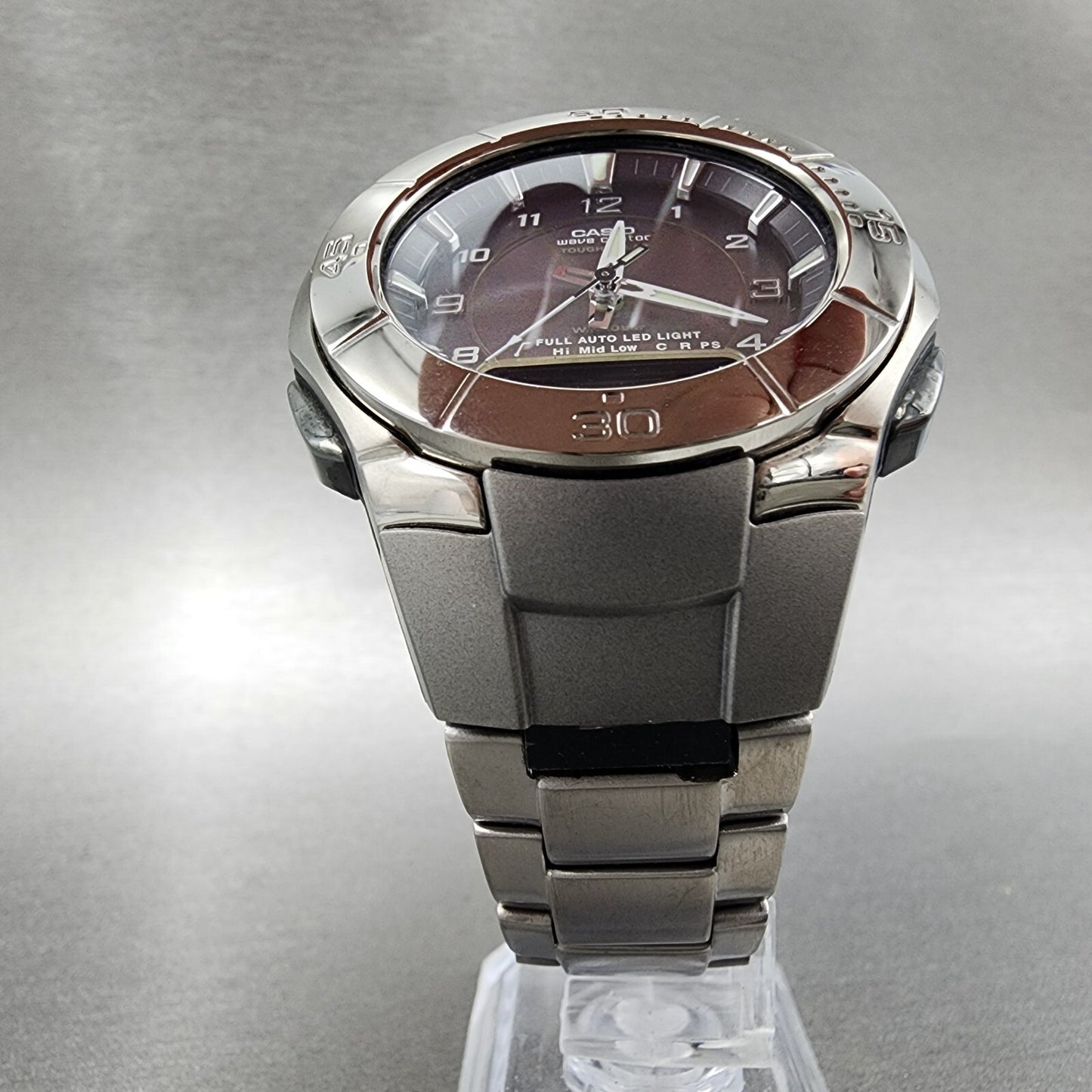 Casio Wave Ceptor WVA-410TJ Watch Men 43mm Analog Digital Titanium Alarm Works