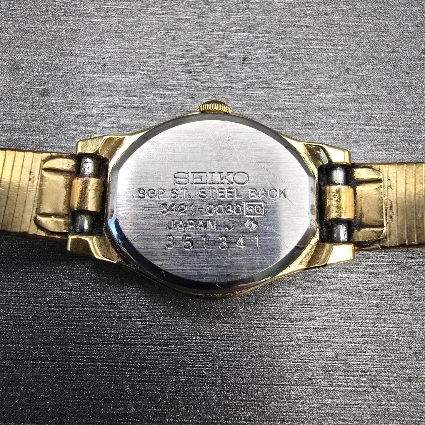 Seiko Watch Women 17mm Champagne Dial Gold Tone Round 5421-0030 New Battery VTG10