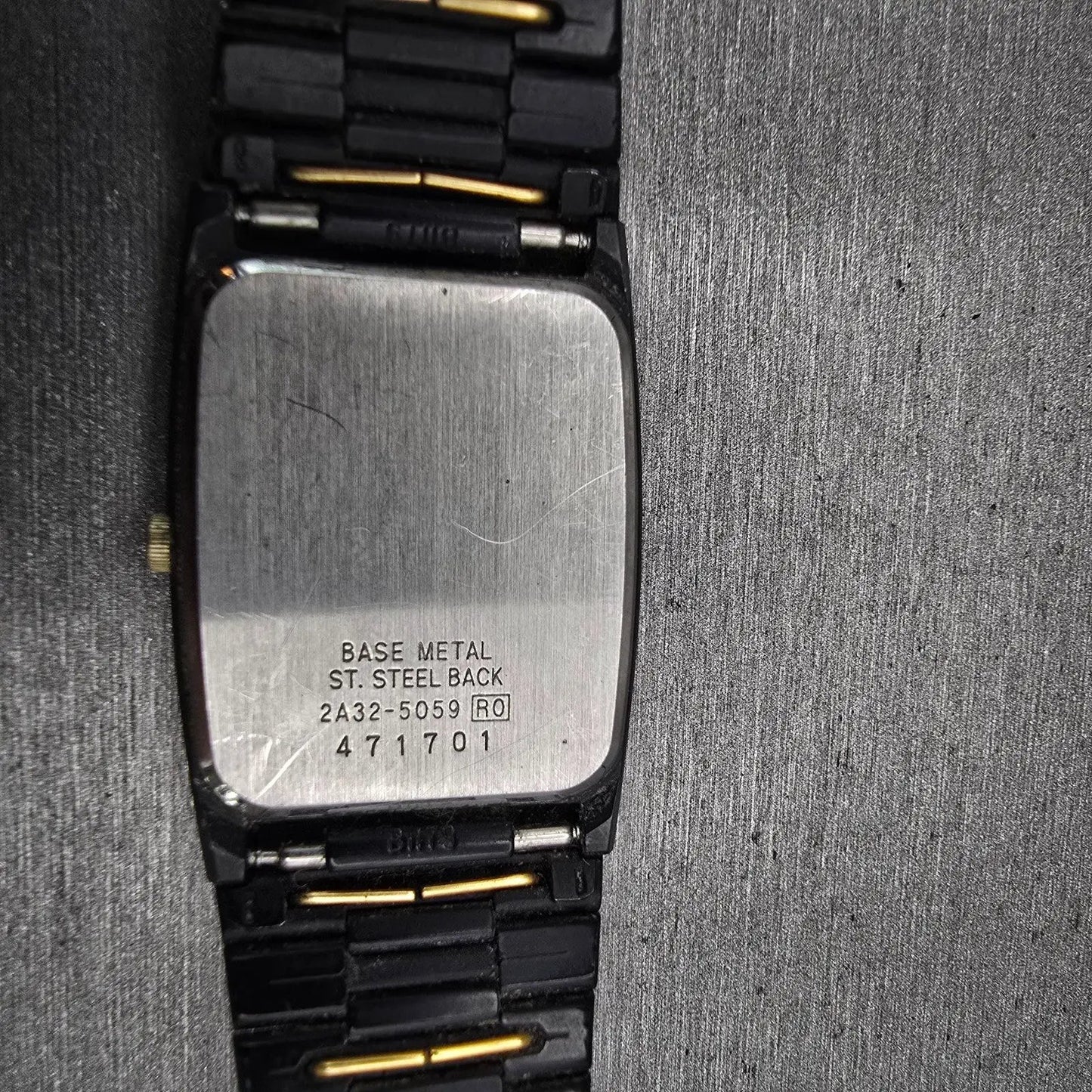 Seiko Watch Men 25mm Black Dial Black Tone Date Rectangle 2A32-5059 New Battery10