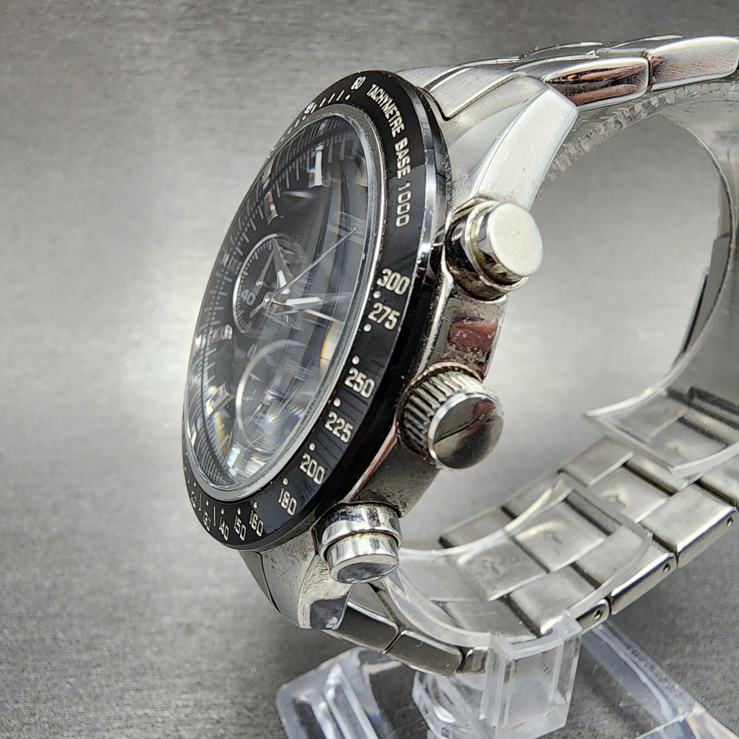 Guess Chronograph Watch Men 42mm Black Dial Steel Round U12505G1 New Battery