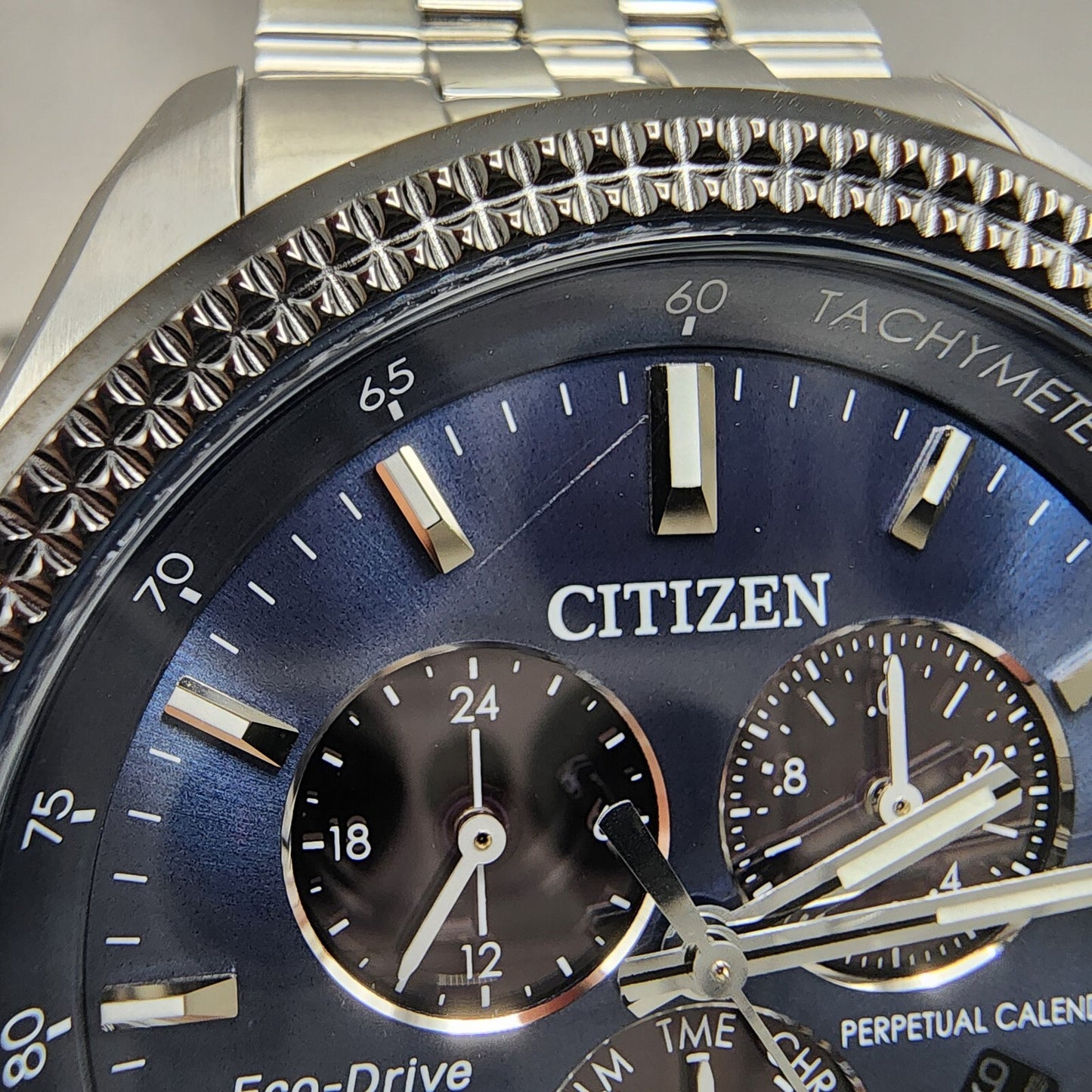 Citizen Eco-Drive Chronograph Classic Watch Men 43mm Blue Dial Steel BL5568-54L