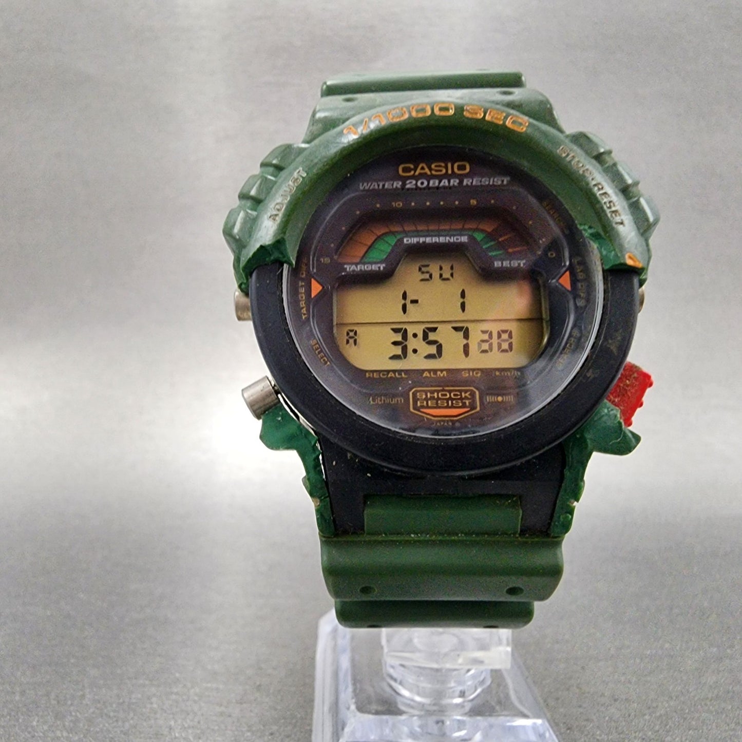 Casio G-Shock DW-6000 Watch Men 48mm Digital Green Tone Chronograph New Batt