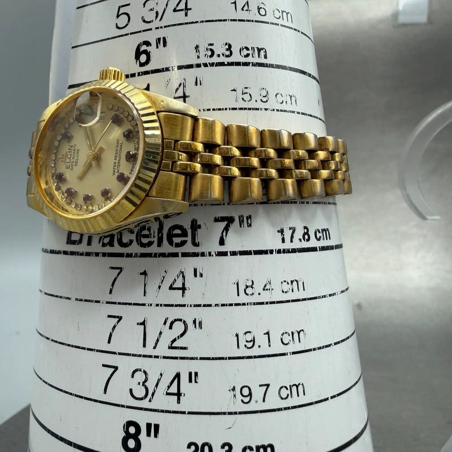 Elgin Watch Women 25mm Champagne Dial Gold Tone Date Round FK330 New Battery10