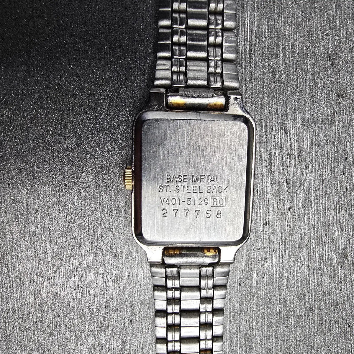 Seiko Tank Watch Women 17mm White Dial Two Tone Rectangle V401-5129 New Battery10
