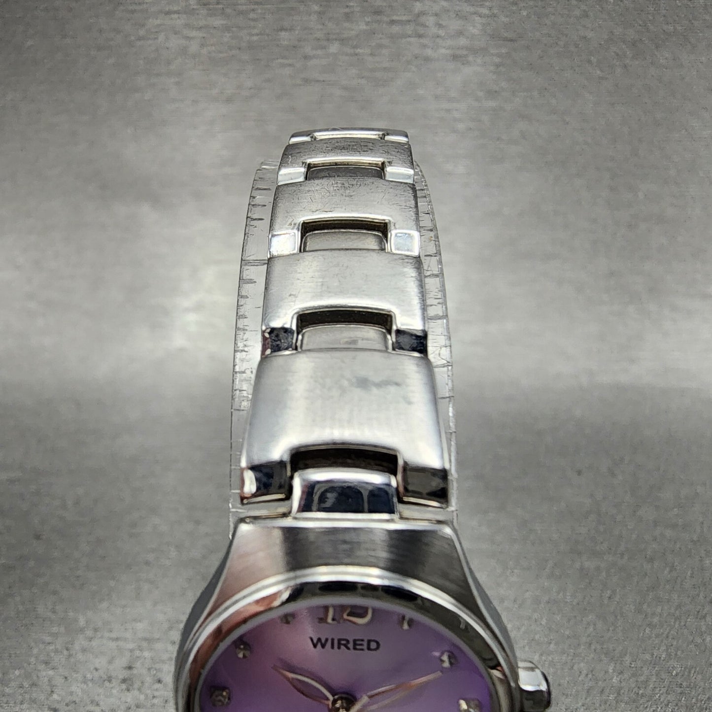 Seiko ALBA Wired Watch Women 21mm Purple Dial Steel Round 1N01-0BW0 New Battery