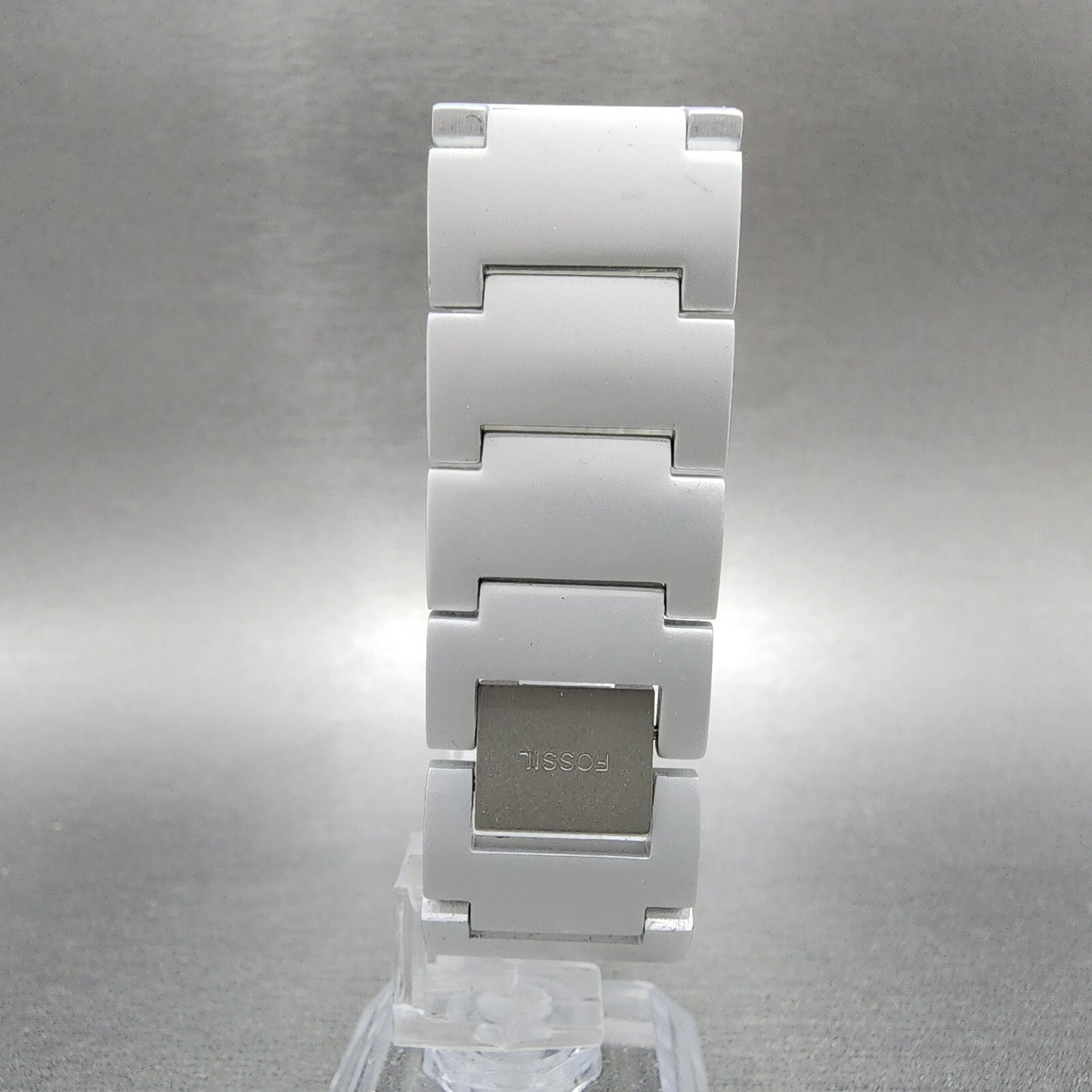 Fossil F2 Watch Women 20mm Silver Dial Aluminum Case Rectangle ES-9054 New Batt