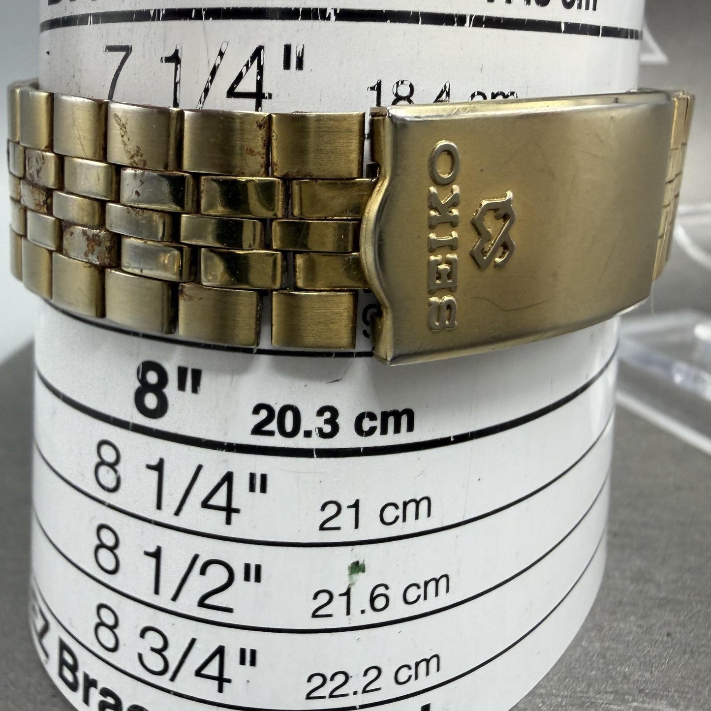 Seiko SQ Watch Men 35mm Gold Dial Gold Tone Daydate Round 5Y23-8040 New Battery10