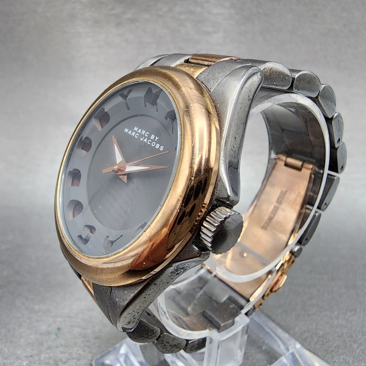 Marc Jacobs Watch Women 36mm Gray Dial Two Tone Round MBM3114 New Battery