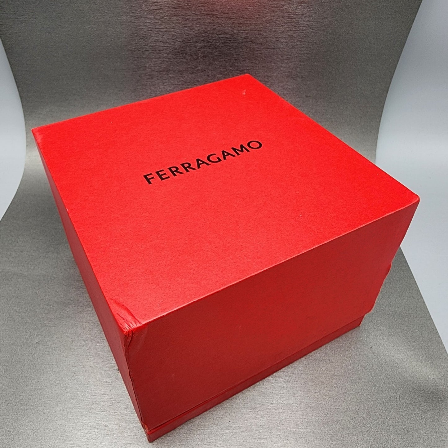 Ferragamo 1927 Chronograph Watch Men 42mm White Dial Two Tone Date Round W/Box