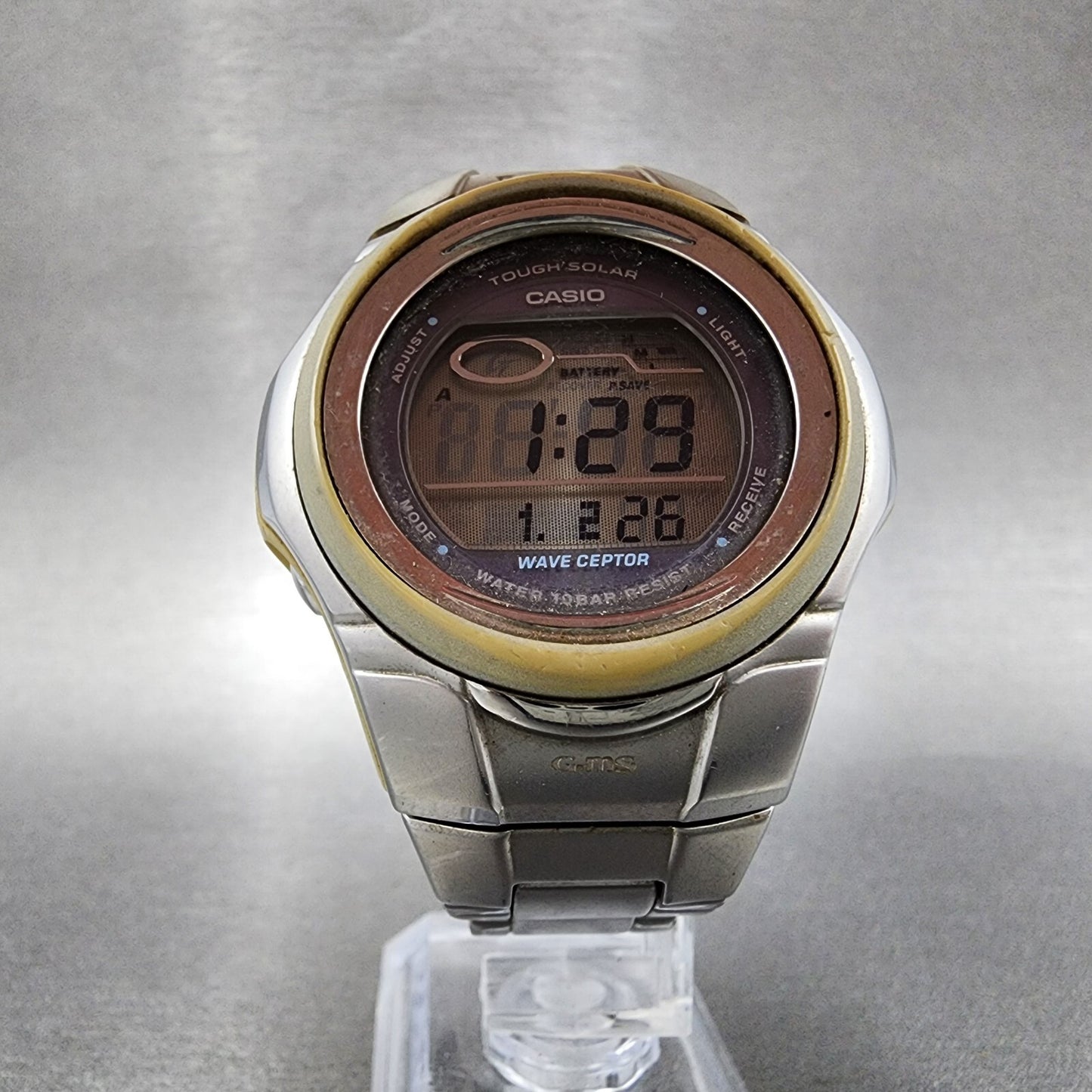 Casio Baby-G MSG-900D Watch Women 42mm Digital Silver Tone Alarm Chrono Solar
