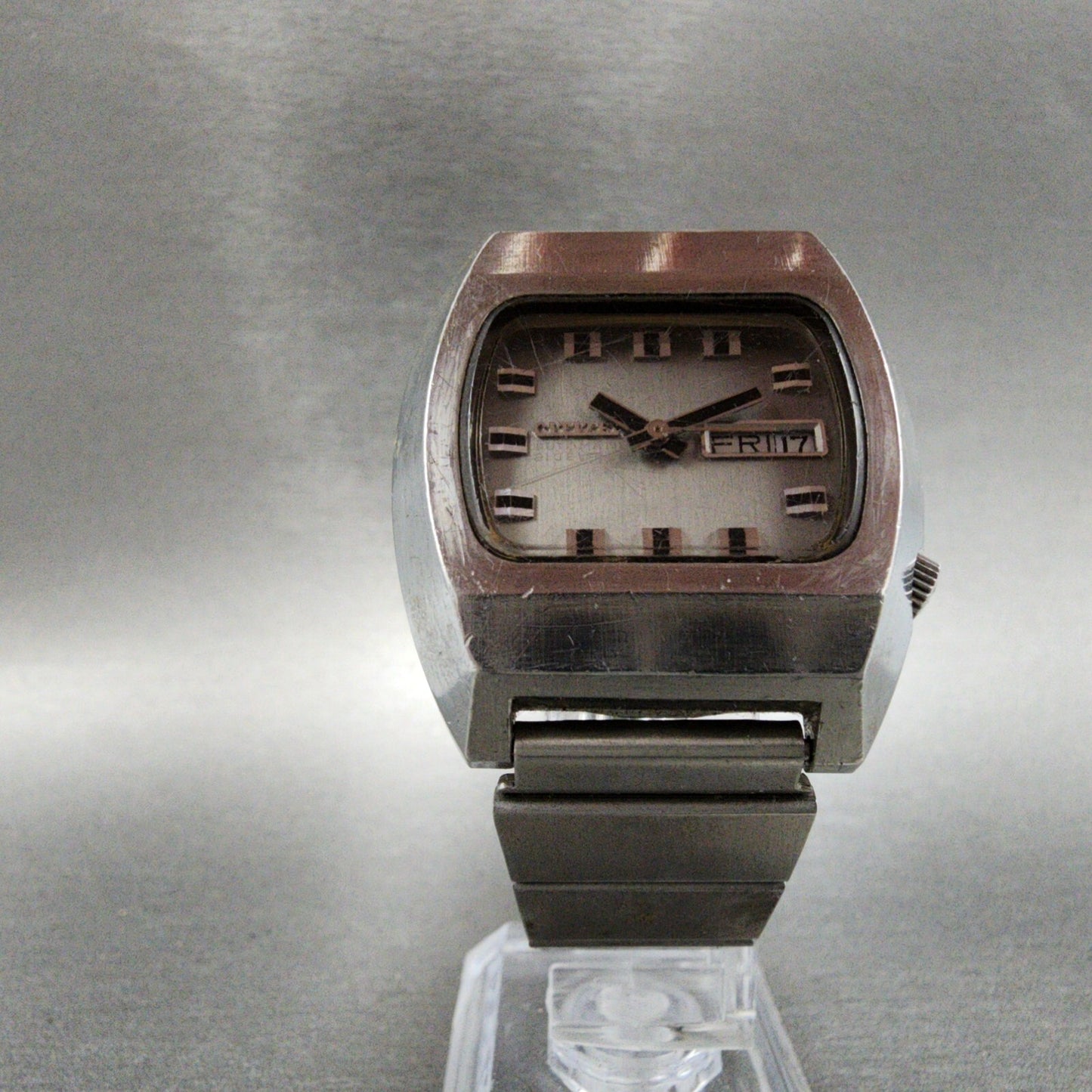 VTG Citizen Automatic Watch Men 36mm Silver Dial Steel Daydate Rectangle READ!!!