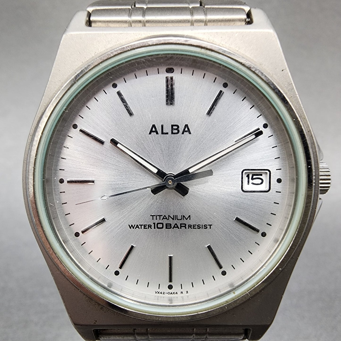 Seiko Alba Titanium Watch Men 35mm Silver Dial Date VX42-0AE0 New Battery