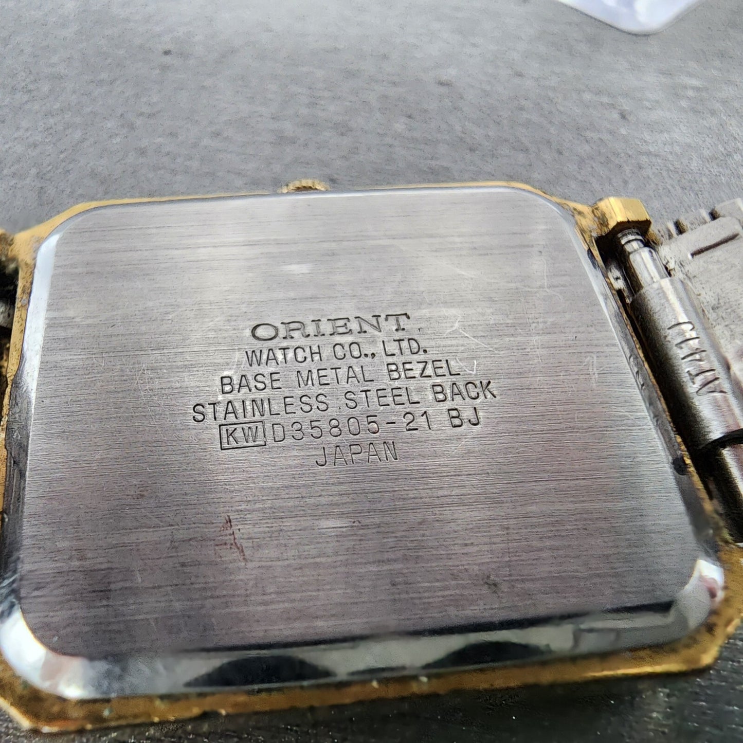 Orient VX Tank Watch Men 27mm Silver Dial Gold Tone Rectangle PARTS
