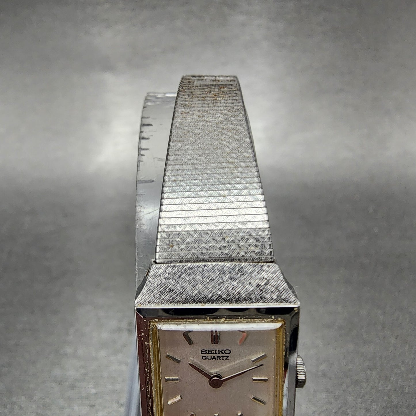 Seiko Watch Women 16mm Silver Dial Silver Tone Rectangle 2C20-5299 New Battery