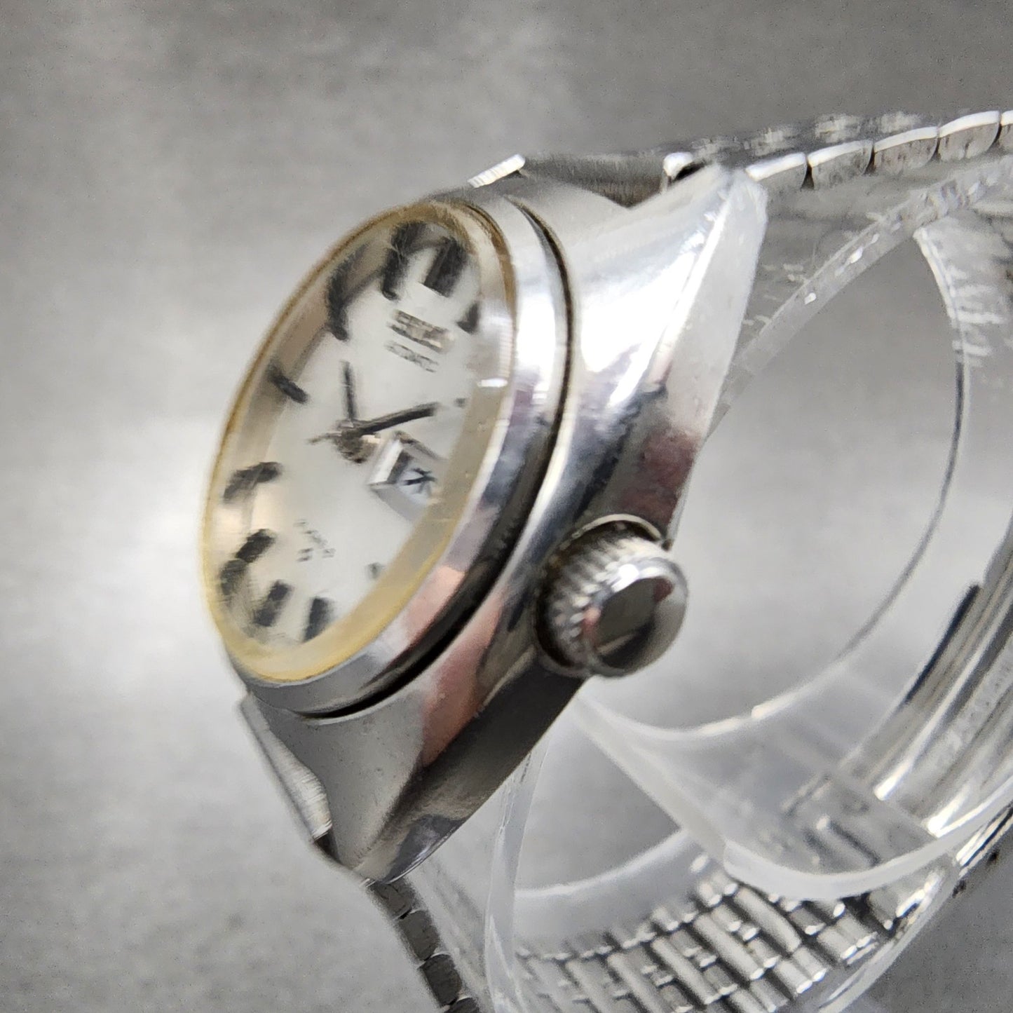 Seiko Automatic Watch Women 24mm Silver Dial Silver Tone Daydate 2706-0080 Runs