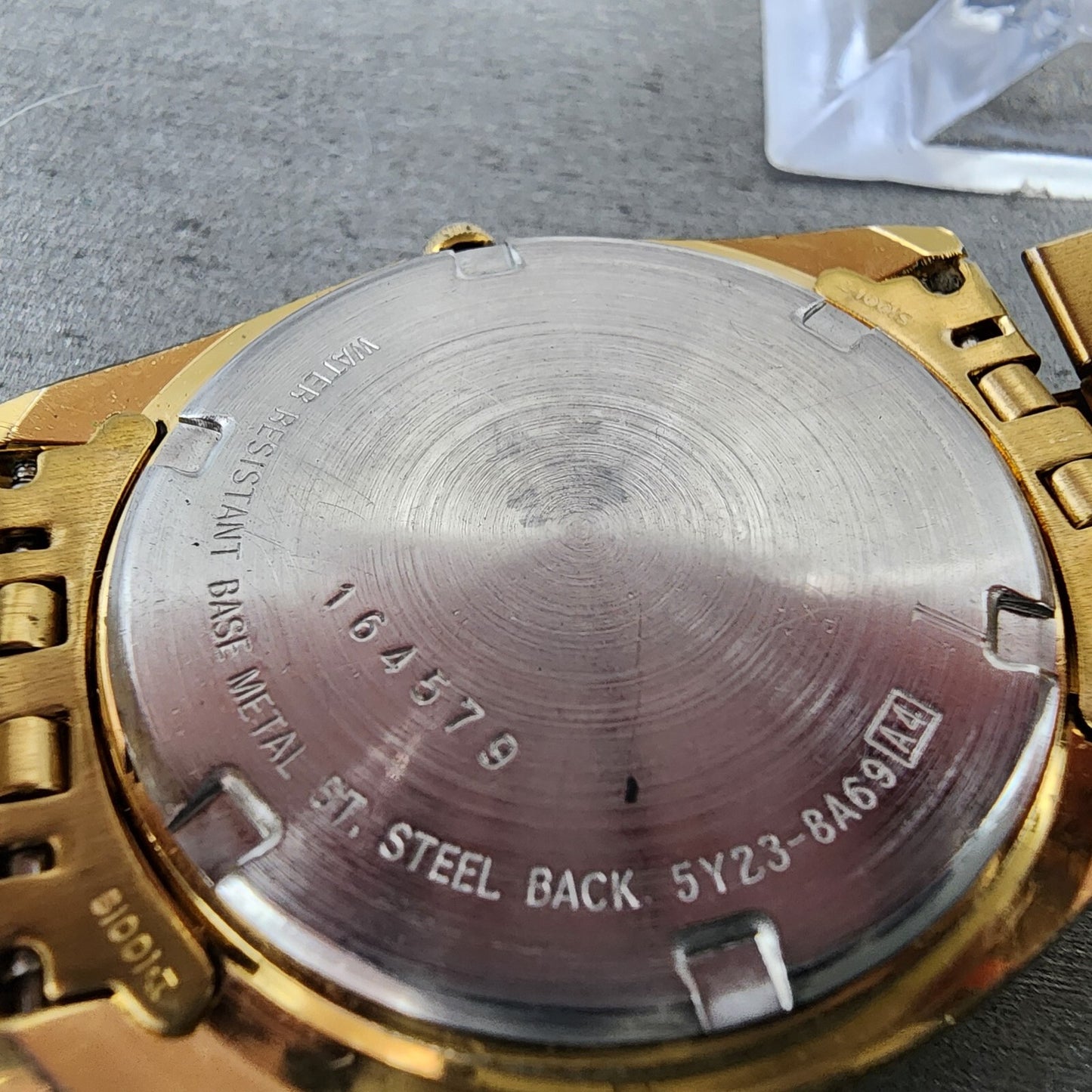 Seiko SQ President Watch Men 36mm Gold Dial Gold Tone Daydate Round 5Y23-8A69 A1
