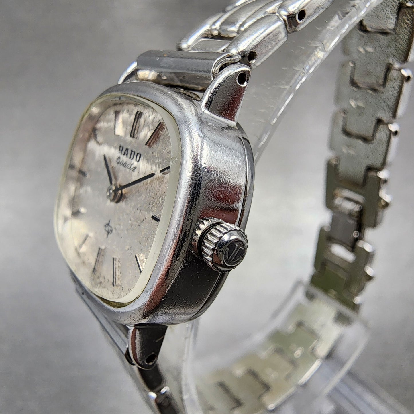 Rado Watch Women 24mm White Texture Dial Steel Rectangle New Battery Vintage
