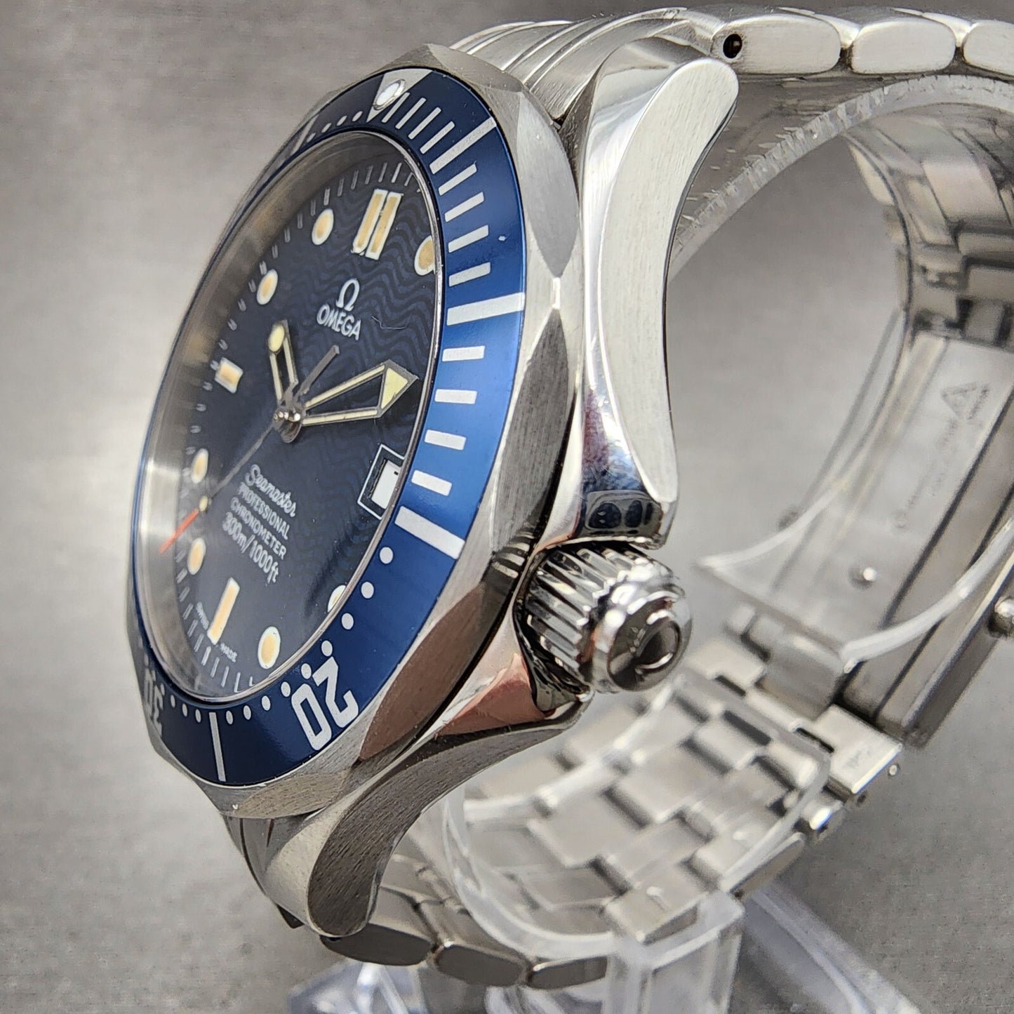 Omega Seamaster 300 Watch Men 41mm Blue Dial Steel Date Automatic Serviced Box