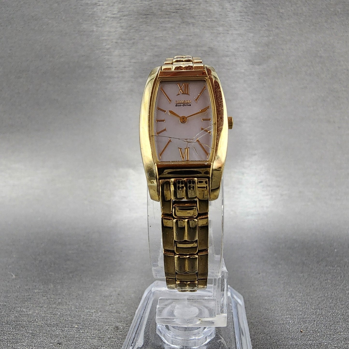 Citizen Eco-Drive Stiletto Watch Women 18mm MOP Dial Gold Tone G670-S008433 Runs