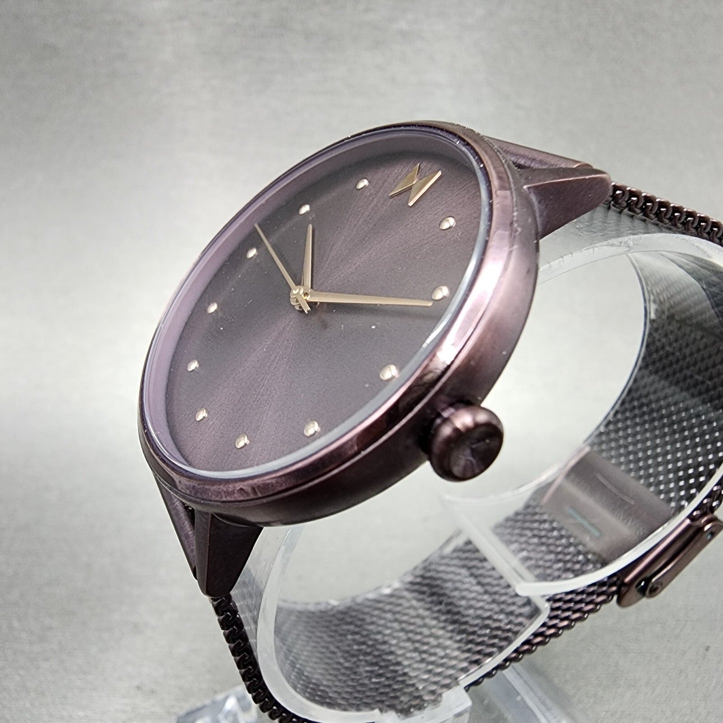 MVMT Dot Watch Women 36mm Purple Dial Purple Tone Round Mesh Band New Battery