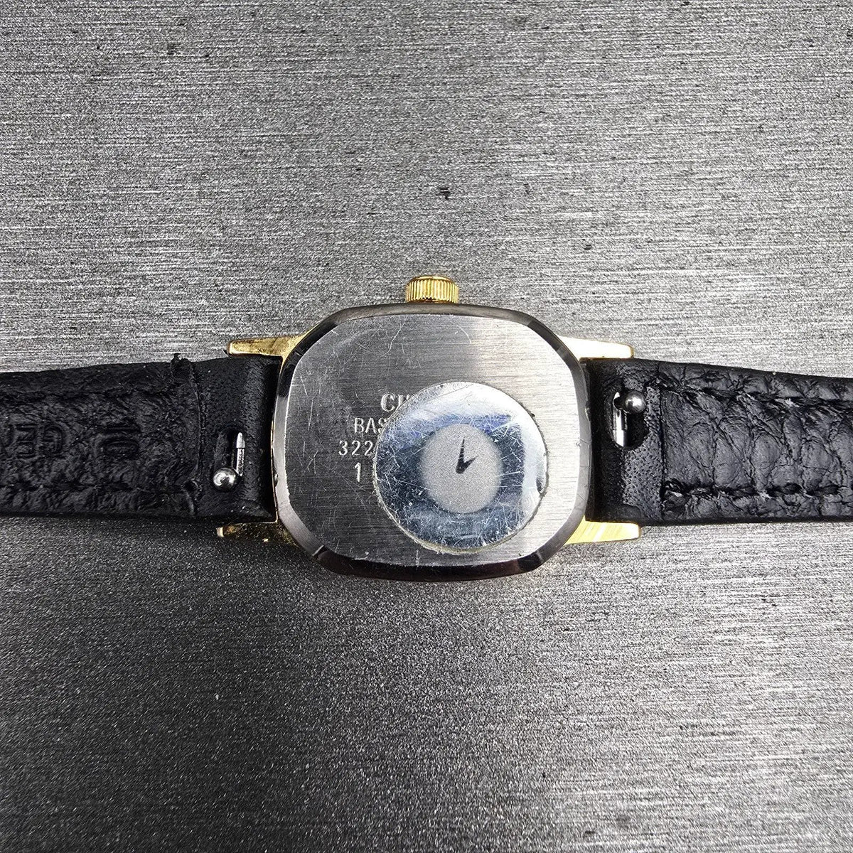 Citizen CQ Watch Women 17mm Black Dial Gold Tone Oval 3220 New Battery VTG E#10