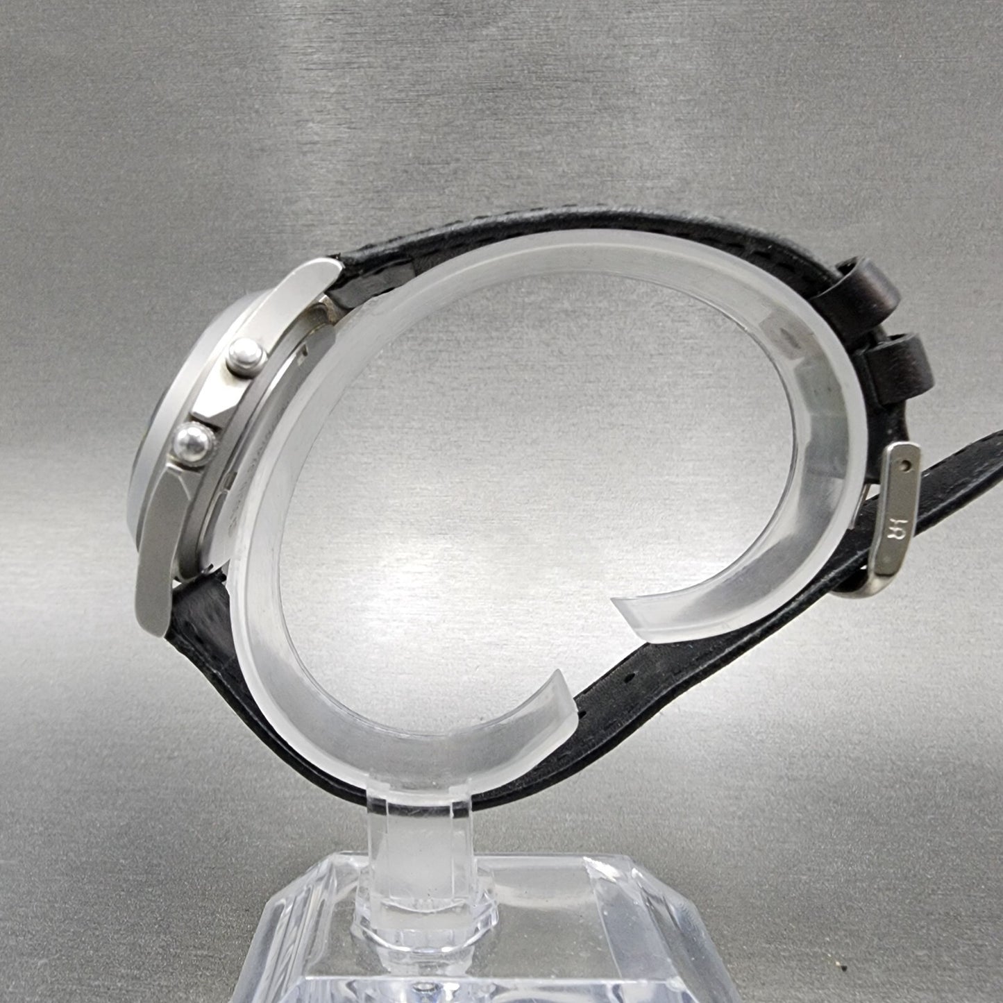LL Bean Alarm Watch Men 34mm Black Dial Stainless Steel Date Round New Battery
