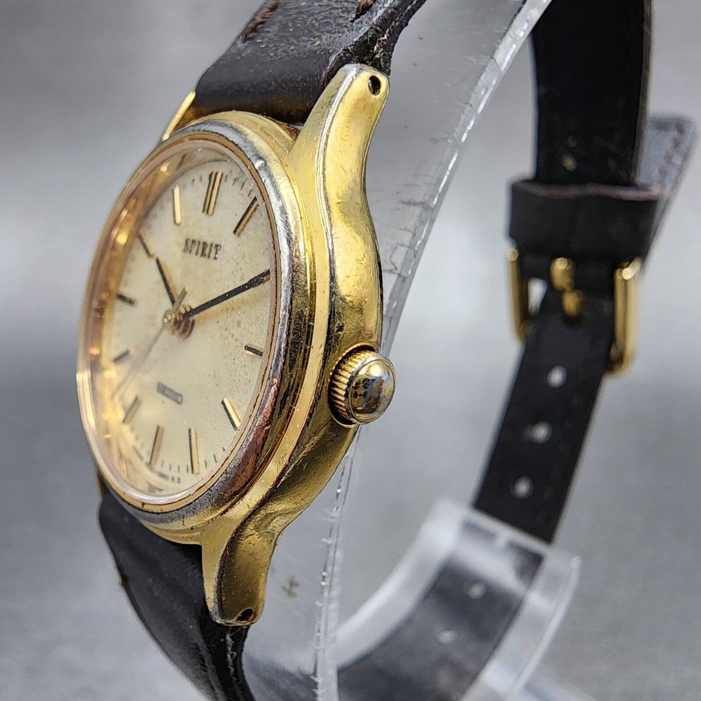 Seiko Spirit Watch Women 23mm Champagne Dial Gold Tone 4n21-0450 New Battery